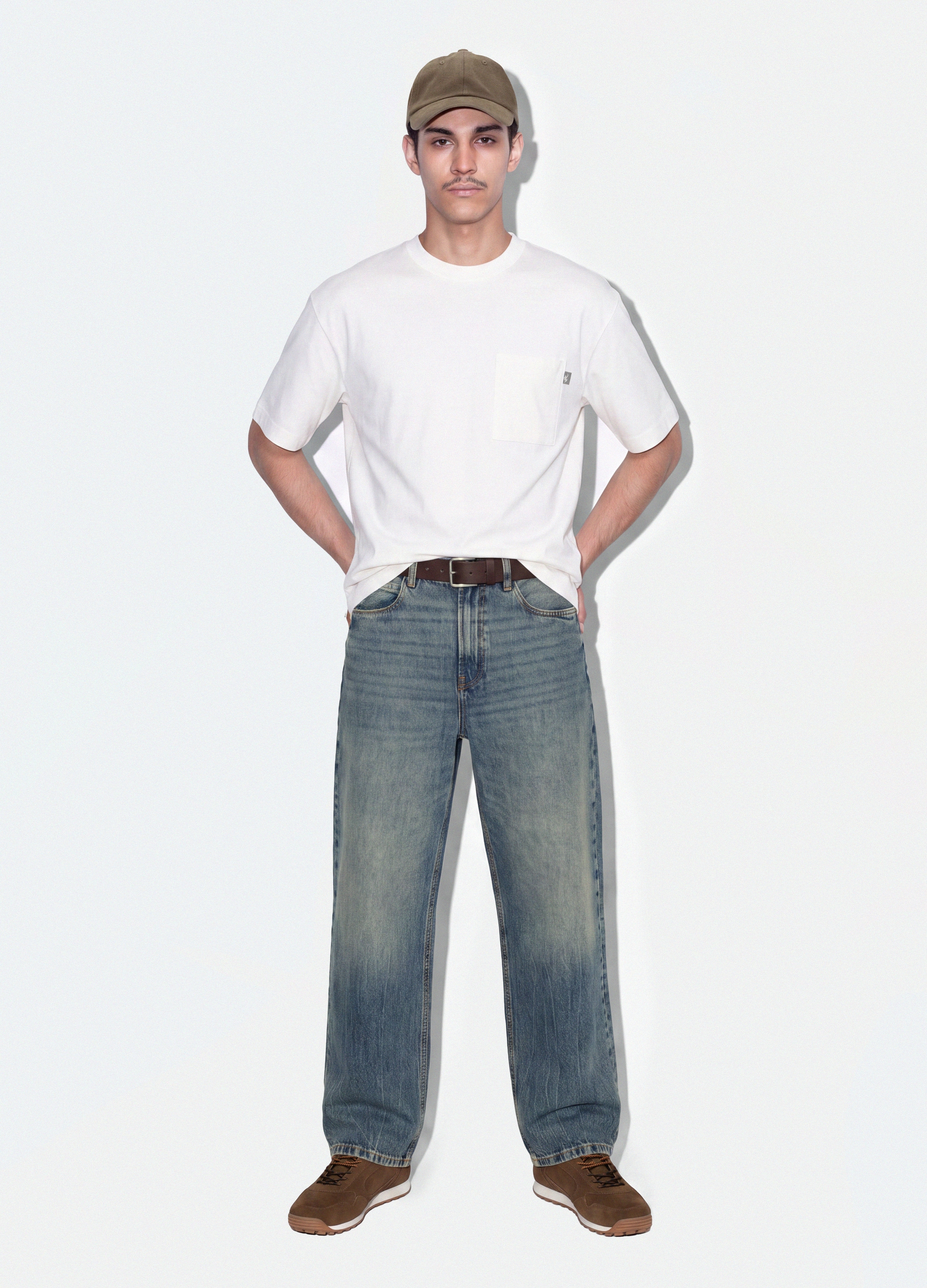 B.ANGEL, Jeans Denim In Puro Cotone Baggy Fit, Uomo, Grigio, Taglia: 42
