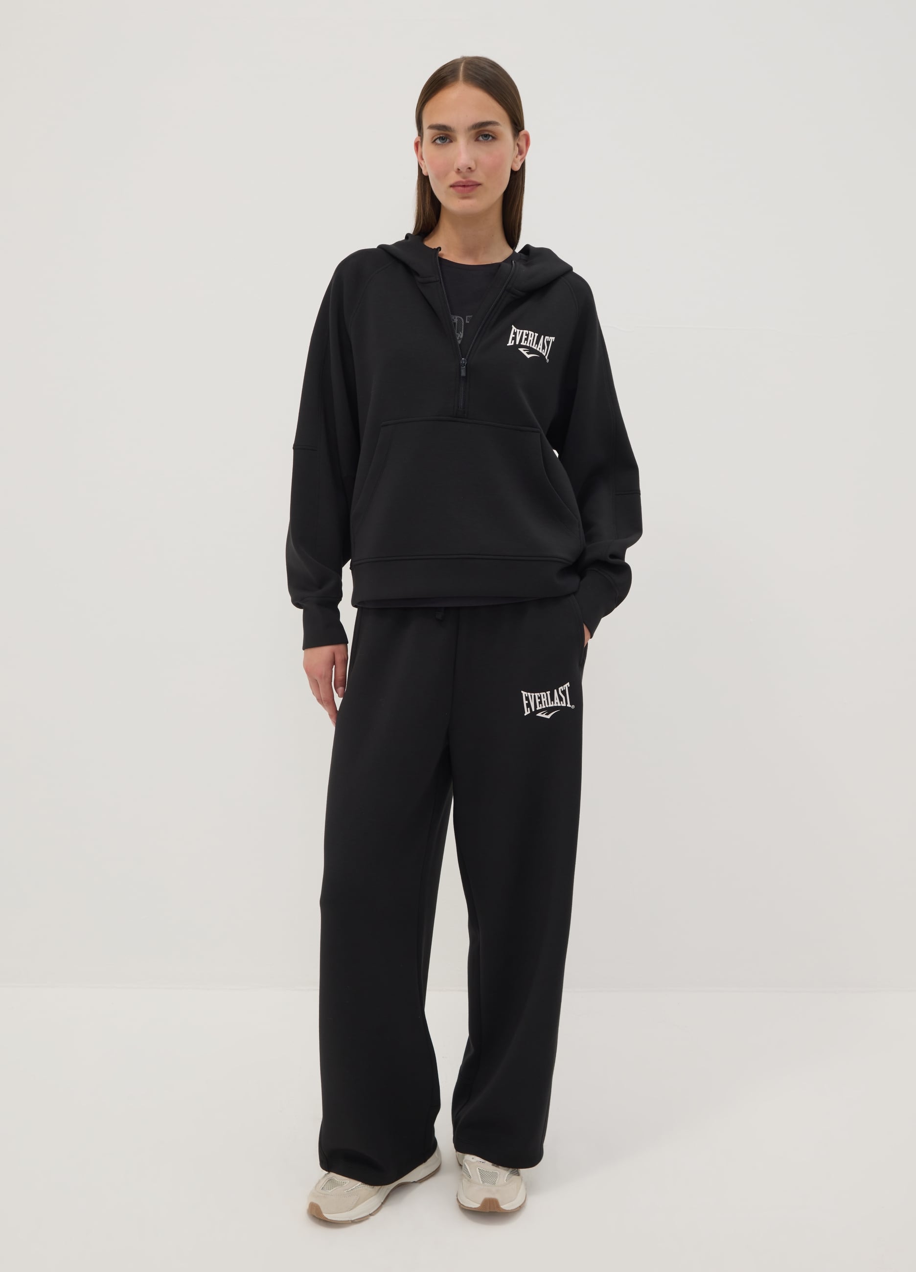 EVERLAST, Pantaloni Neri In Viscosa Elasticizzata Jersey Regular Fit, Unisex, Nero, Taglia: XS