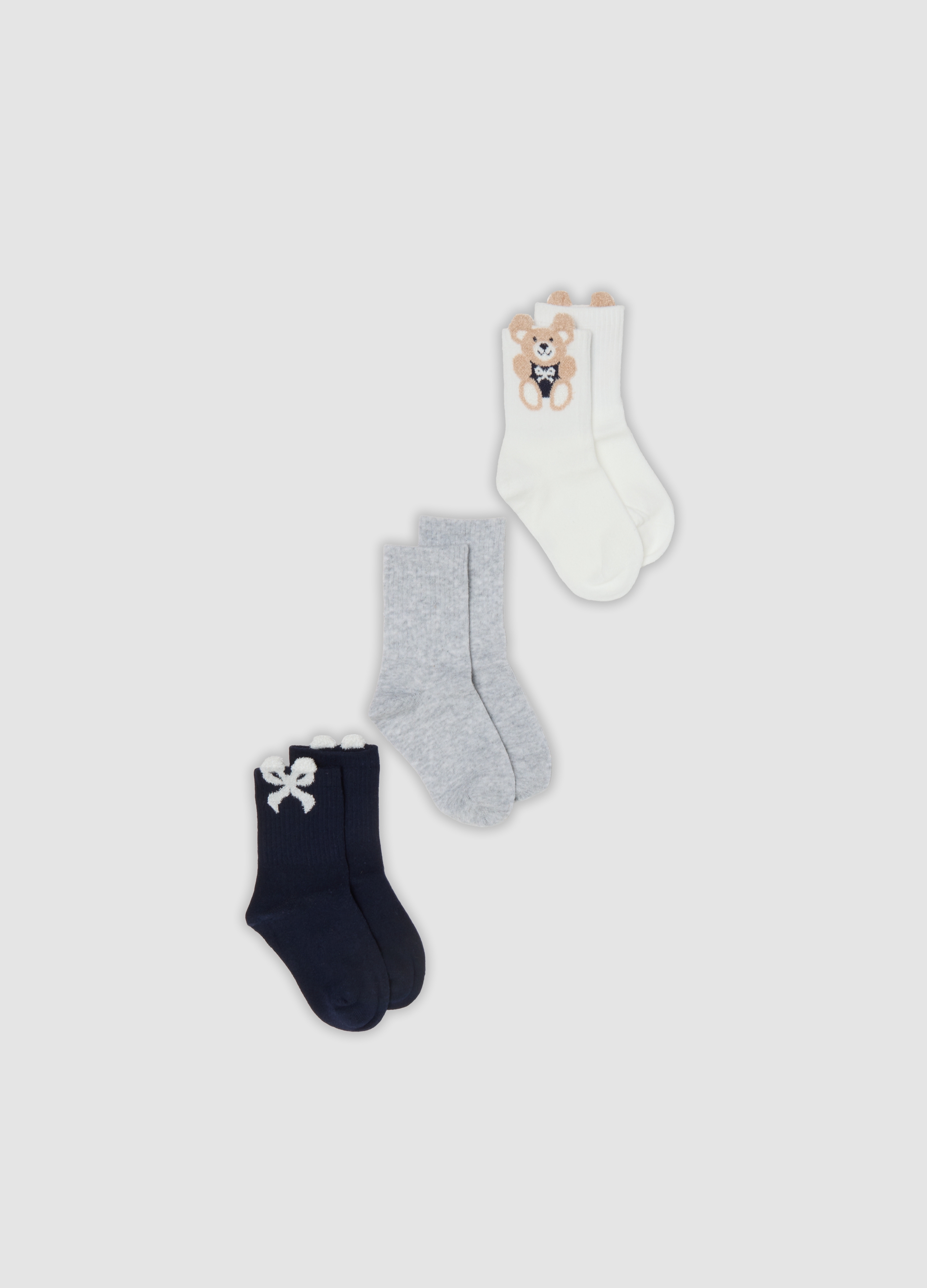 OVS KIDS, Tripack Di Calze Midi Multicolor In Cotone Organico Elasticizzato Per Bambina, Multicolor, Taglia: 25/27