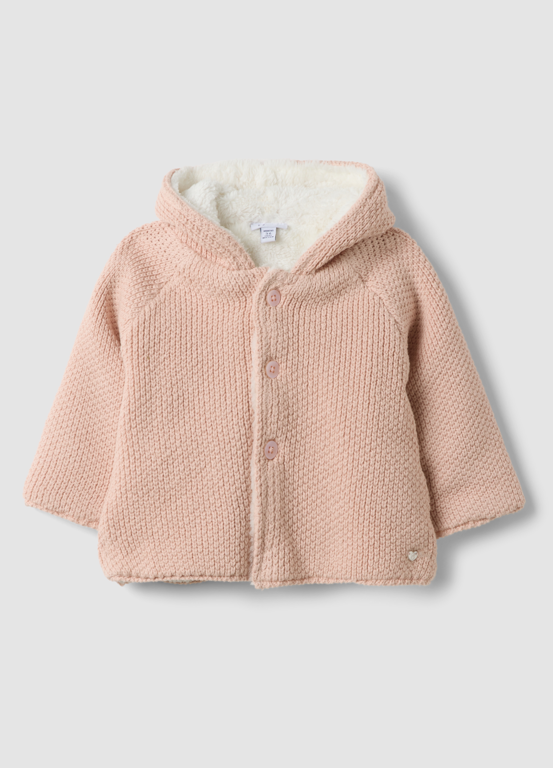 FAGOTTINO, Giacca Rosa In Puro Cotone Organico Con Cappuccio Effetto Peluche, Neonata, Rosa, Taglia: 3-6