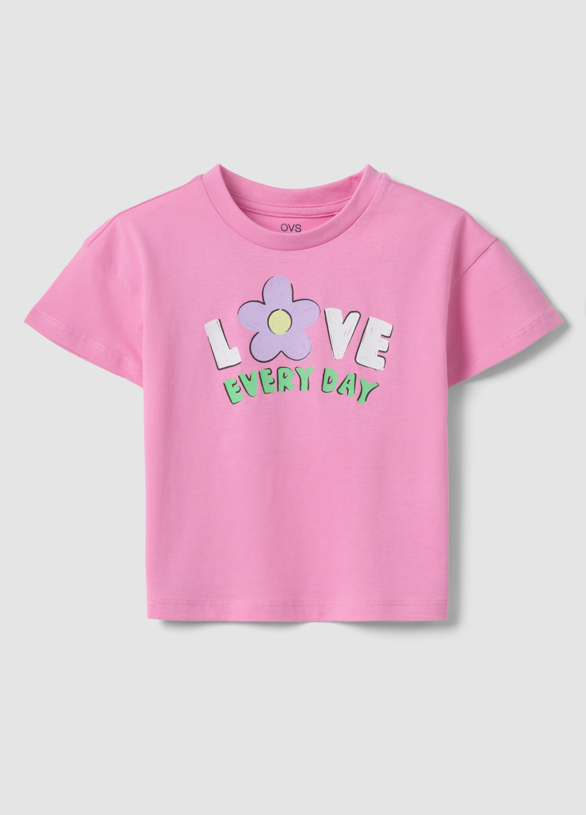 OVS KIDS, Camiseta Rosa De Algodón Puro Para Niña - Ajuste Regular Con Estampado, Niña, Fucsia, Talla: 7-8