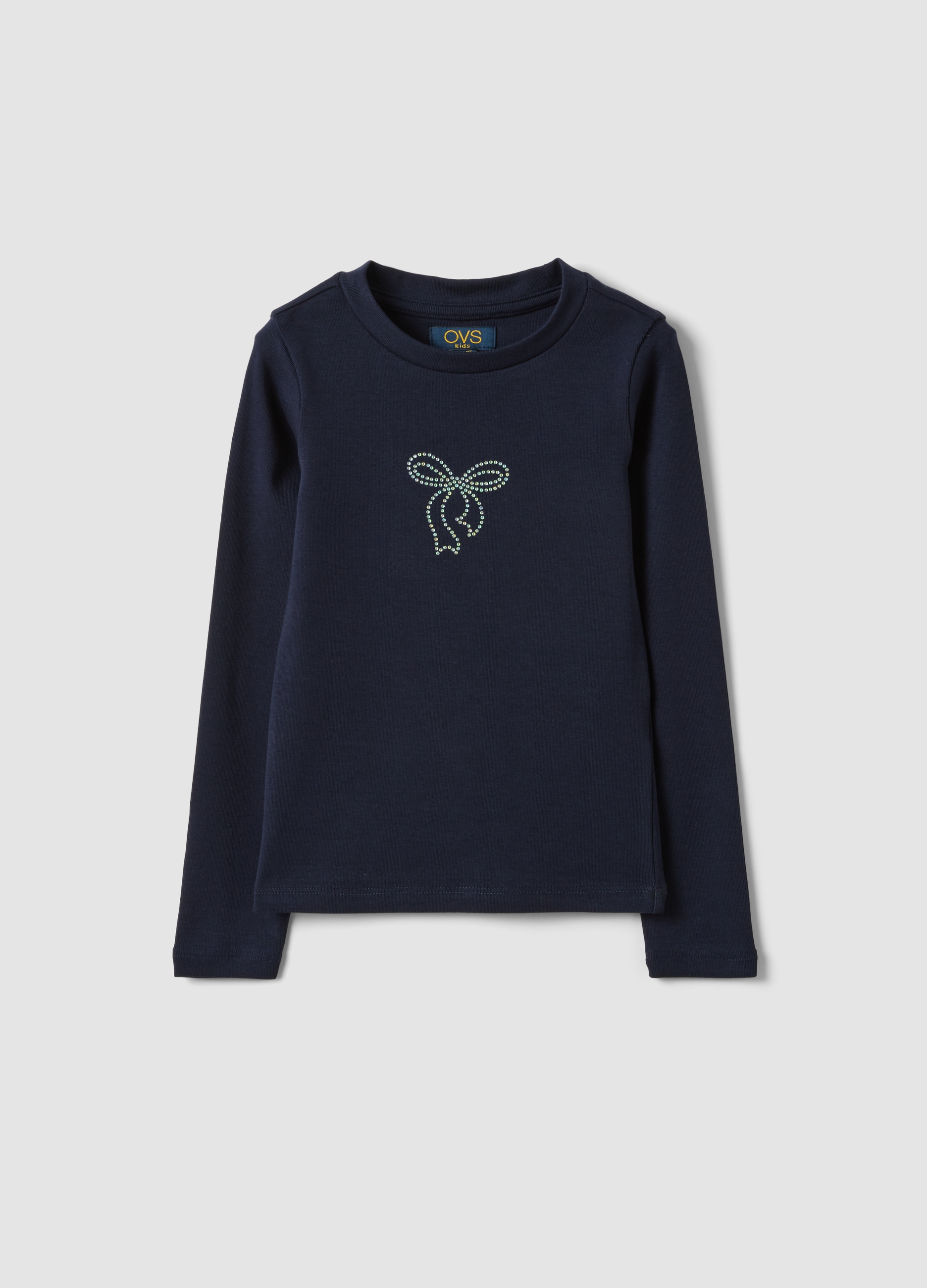 OVS KIDS, T-shirt Blu In Cotone Organico Elasticizzato Con Stampa Per Bambina, Blu, Taglia: 7-8