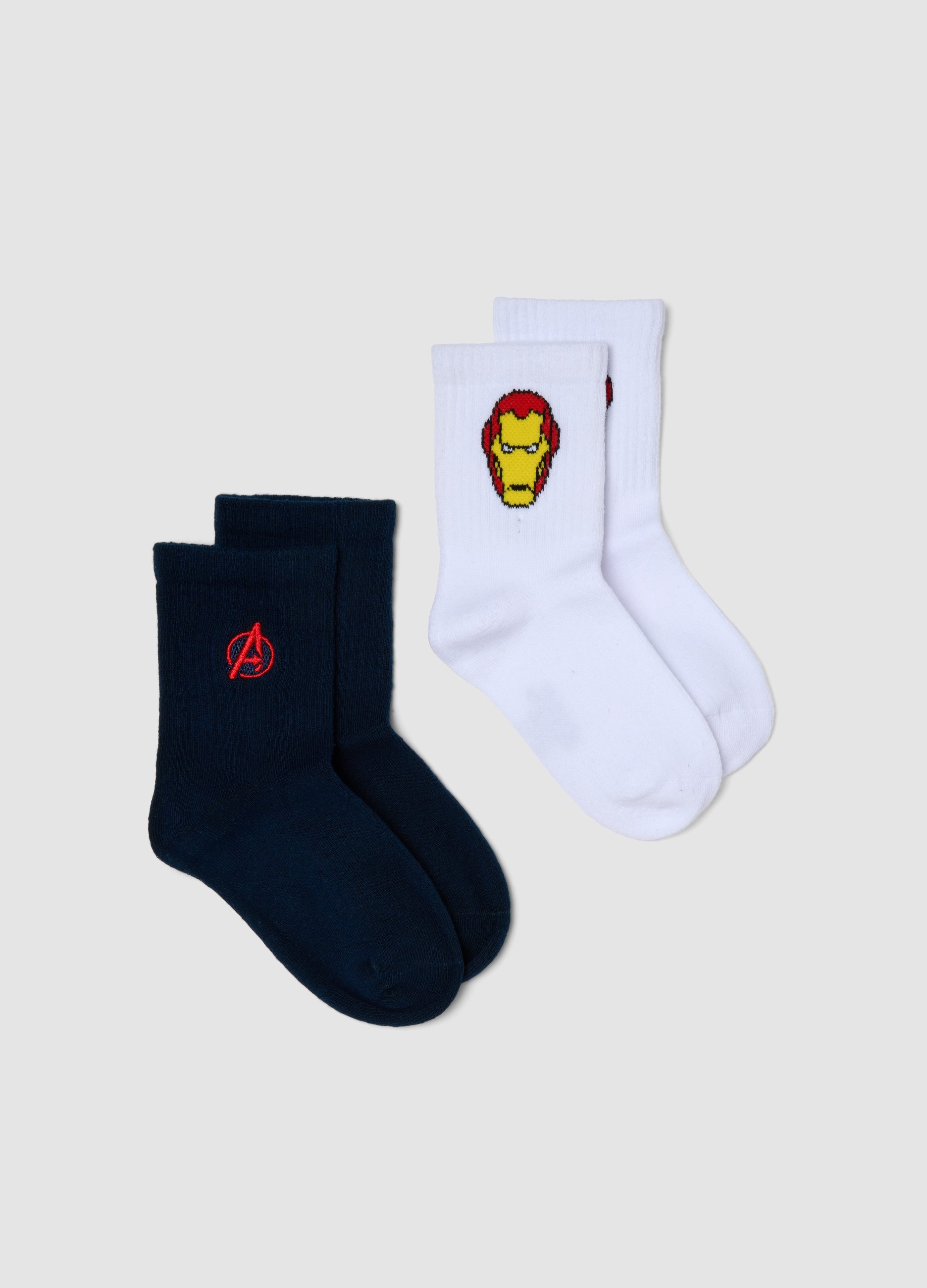 MARVEL, Pack De 2 Calcetines De Tenis Azules De Algodón Orgánico, Niño, Azul/azul claro, Talla: 31/33