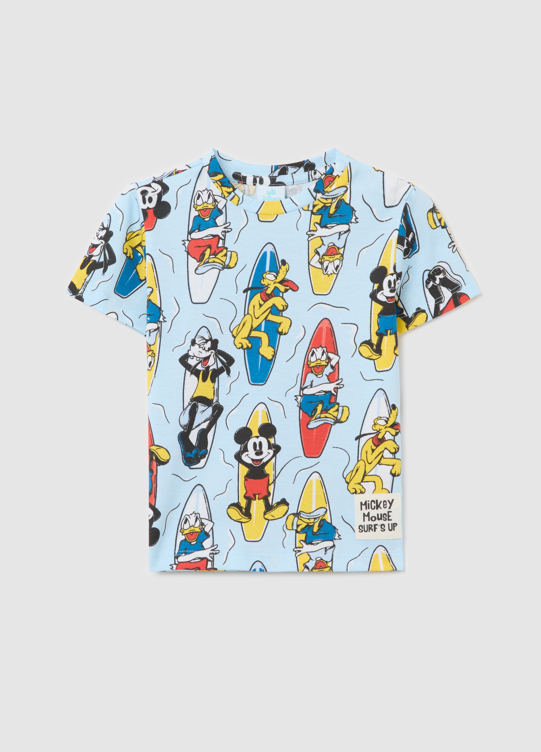 OVS, T-shirt A Maniche Corte Celeste Con Personaggi Disney, Bambino, Azzurro, Taglia: 9-12