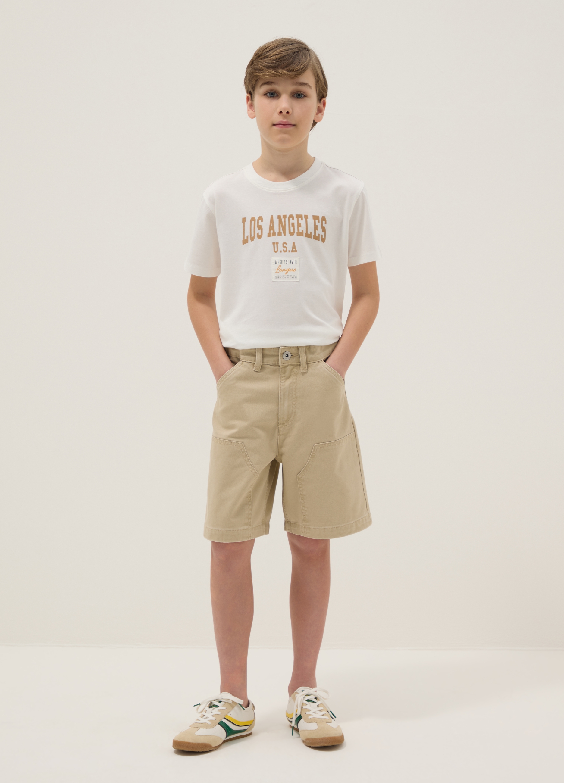 OVS KIDS, Shorts De Niño Ajuste Cómodo En Puro Algodón Beige, Niño, Beige Claro, Talla: 10-11