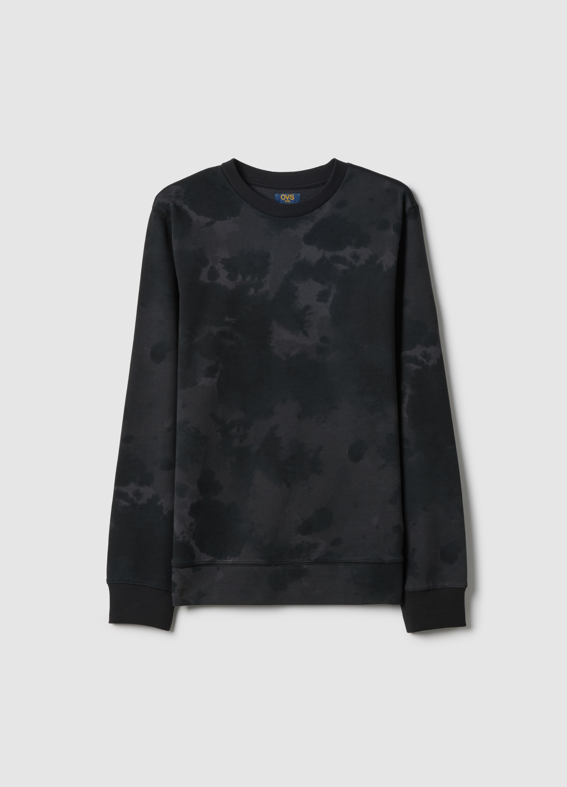 OVS KIDS, Sudadera Negra De Niño En Algodón Puro Ajuste Regular Diseño Tiedye, Niño, Gunmetal, Talla: 10-11