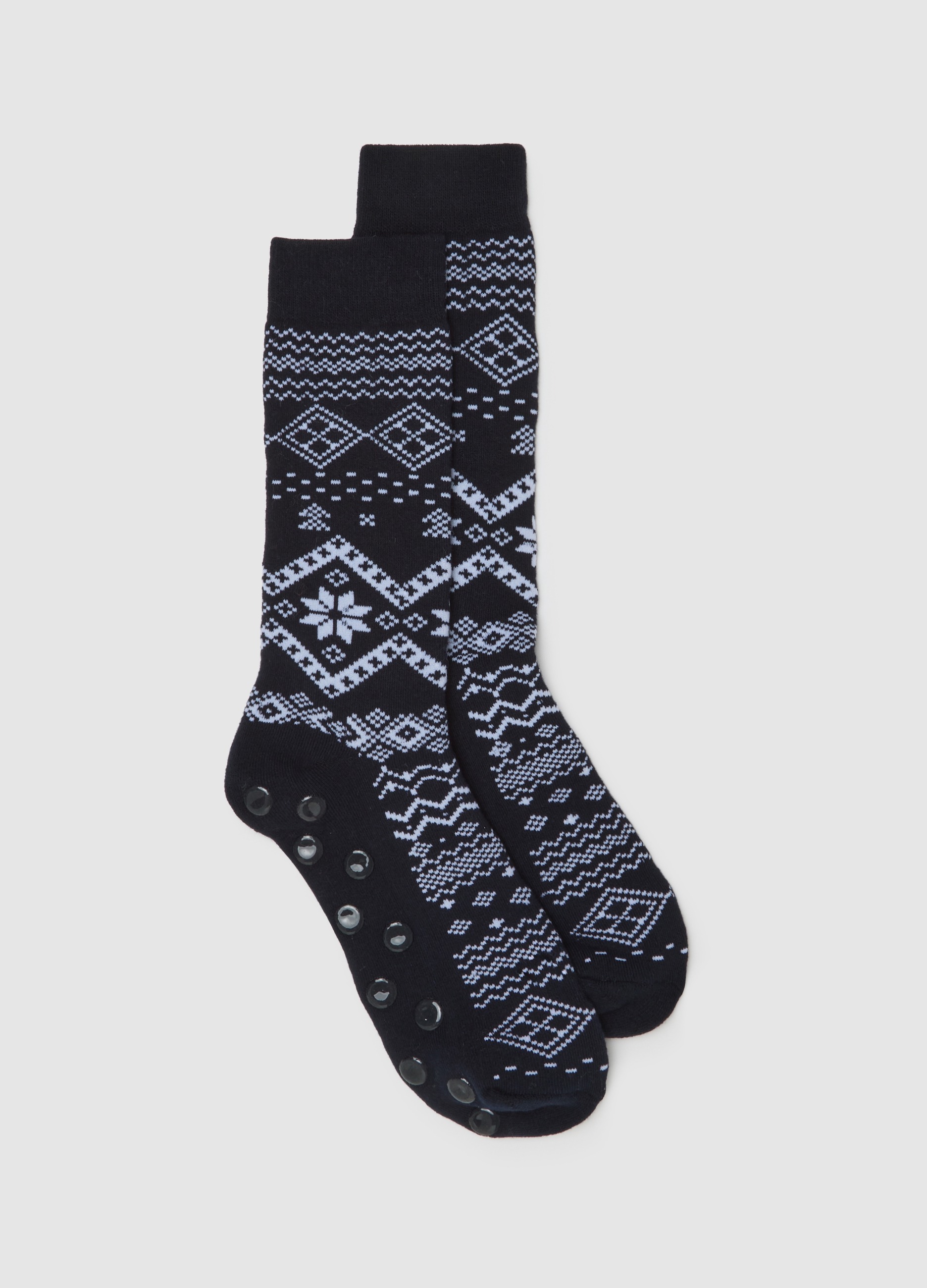 Calcetines De Navidad Negros De Mezcla De Algodón Elástico, Hombre, Negro/Blanco, Talla: 38/42