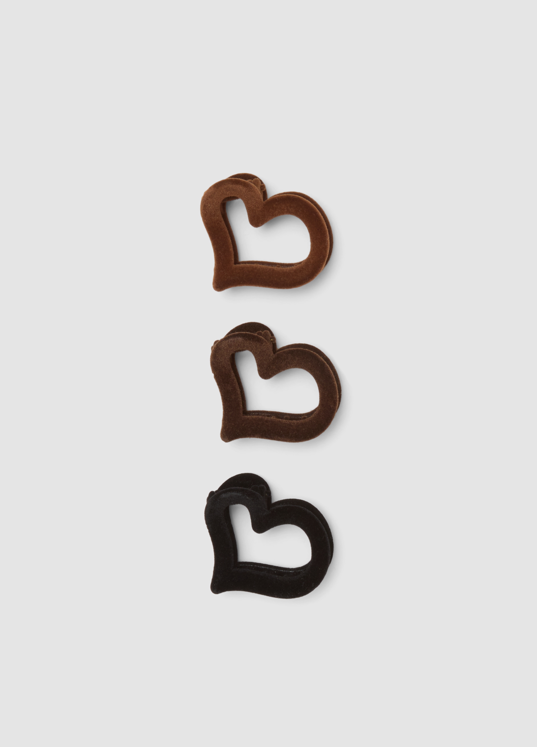OVS, Set Di Mollette Marroni E Nera A Cuore Per Capelli, Donna, Multicolor, Taglia: ONE SIZE