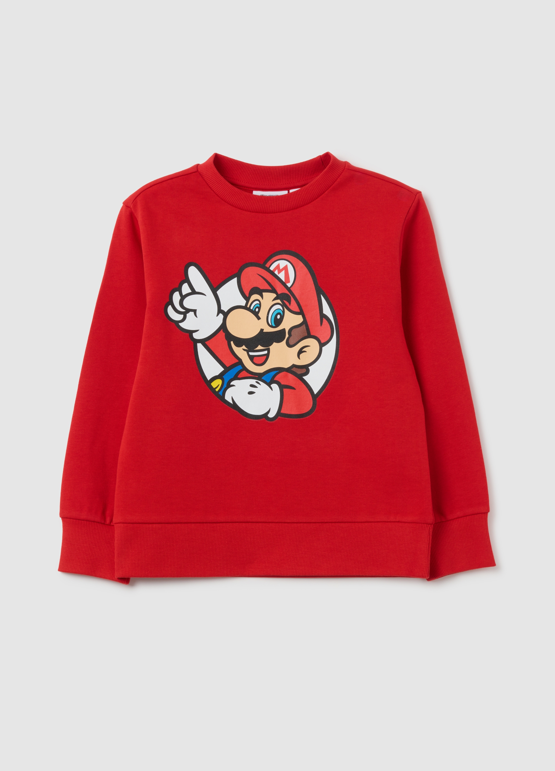 NINTENDO, Felpa Da Bambino In Puro Cotone Rossa Con Stampa Super Mario, Rosso, Taglia: 7-8