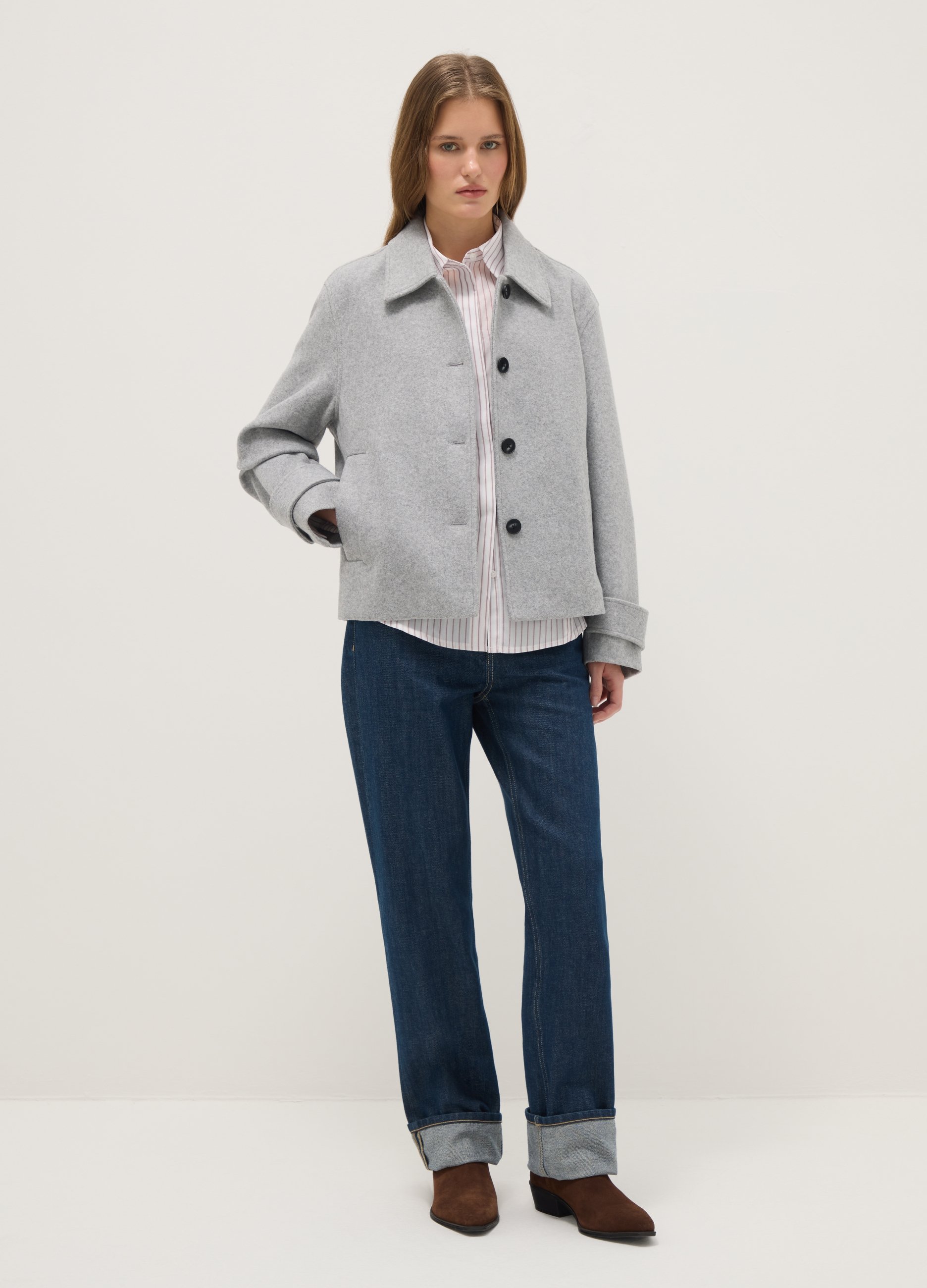 OVS, Cappotto Corto Grigio Regular Fit Con Bottoni, Donna, Grigio, Taglia: XS