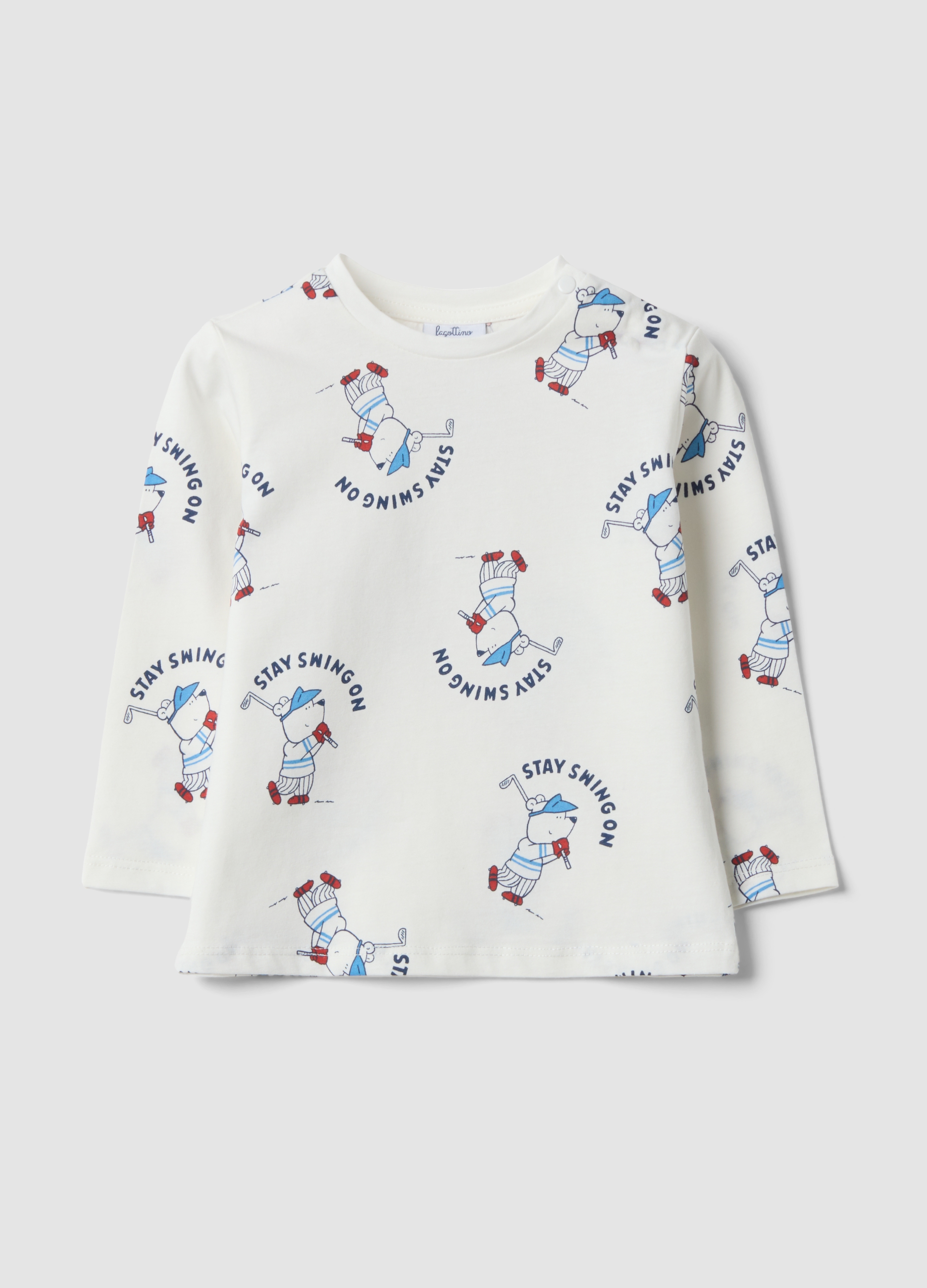 FAGOTTINO, Maglietta Bianca In Puro Cotone Organico Con Stampa Orsetto, Bambino, Bianco, Taglia: 9-12
