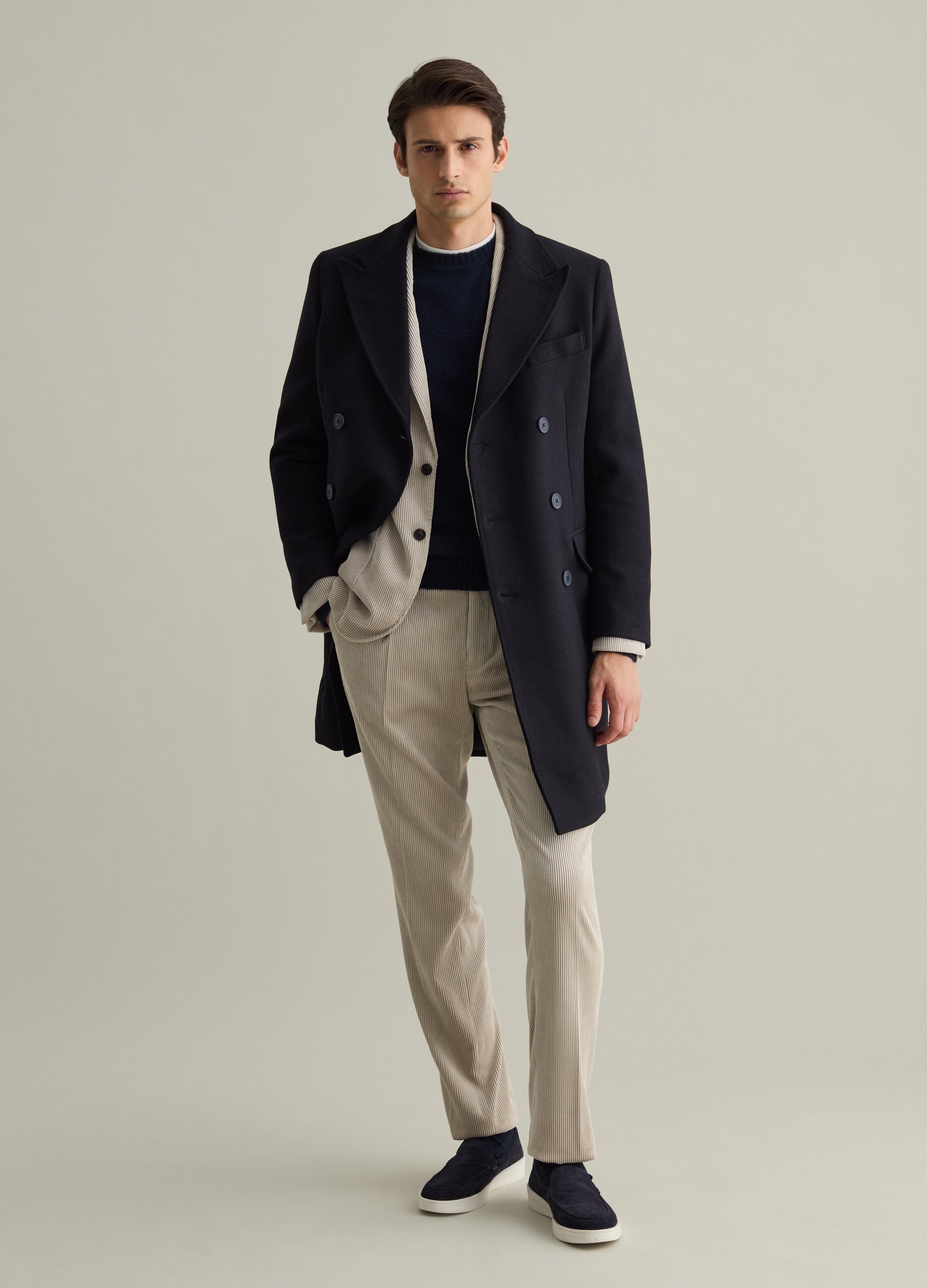 PIOMBO, Abrigo Largo Cruzado Contemporary, Hombre, Azul Noche, Talla: 50