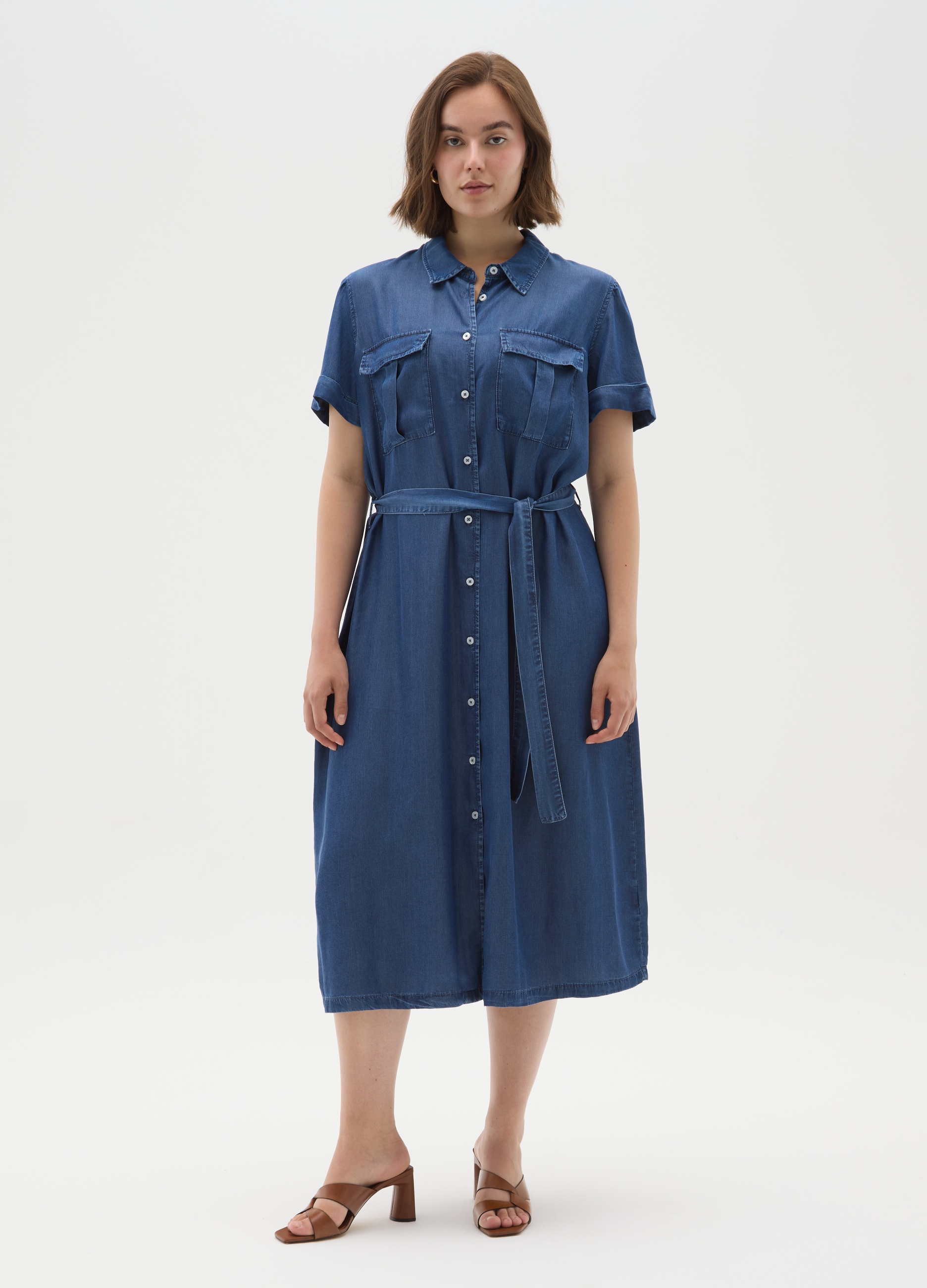 MYA, Abito Chemisier Da Donna In Lyocell Blu Regular Fit, Blu, Taglia: M