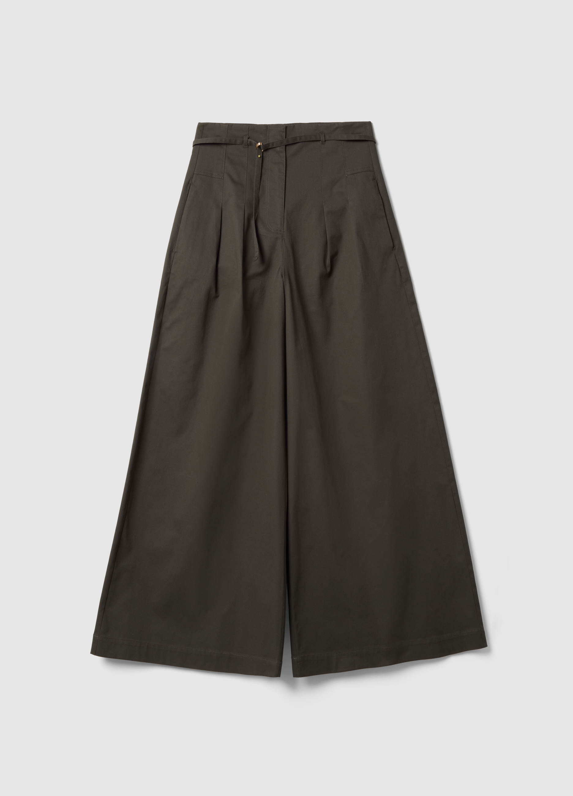 LES COPAINS, Pantalones Chinos Grises De Algodón Elástico De Pierna Ancha, Mujer, Gris oscuro, Talla: 34