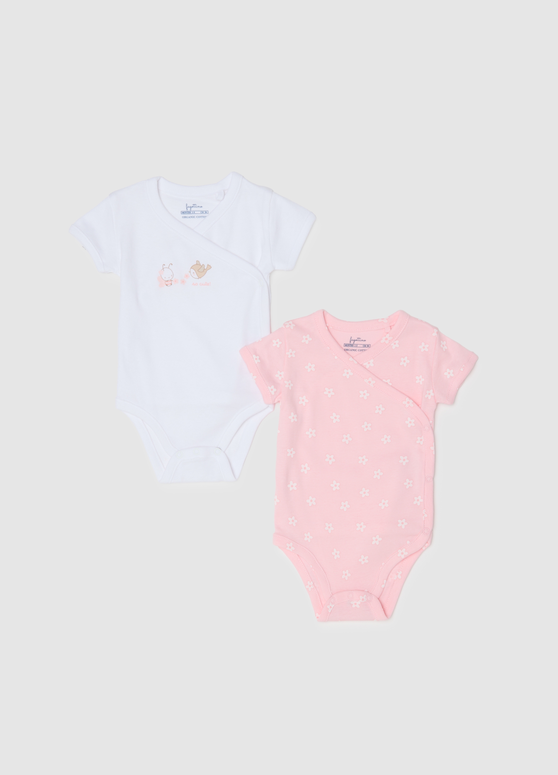 FAGOTTINO, Pack De Bodies De Algodón Multicolor Para Recién Nacidas, Bebé Niña, Pink/White, Talla: 0-1