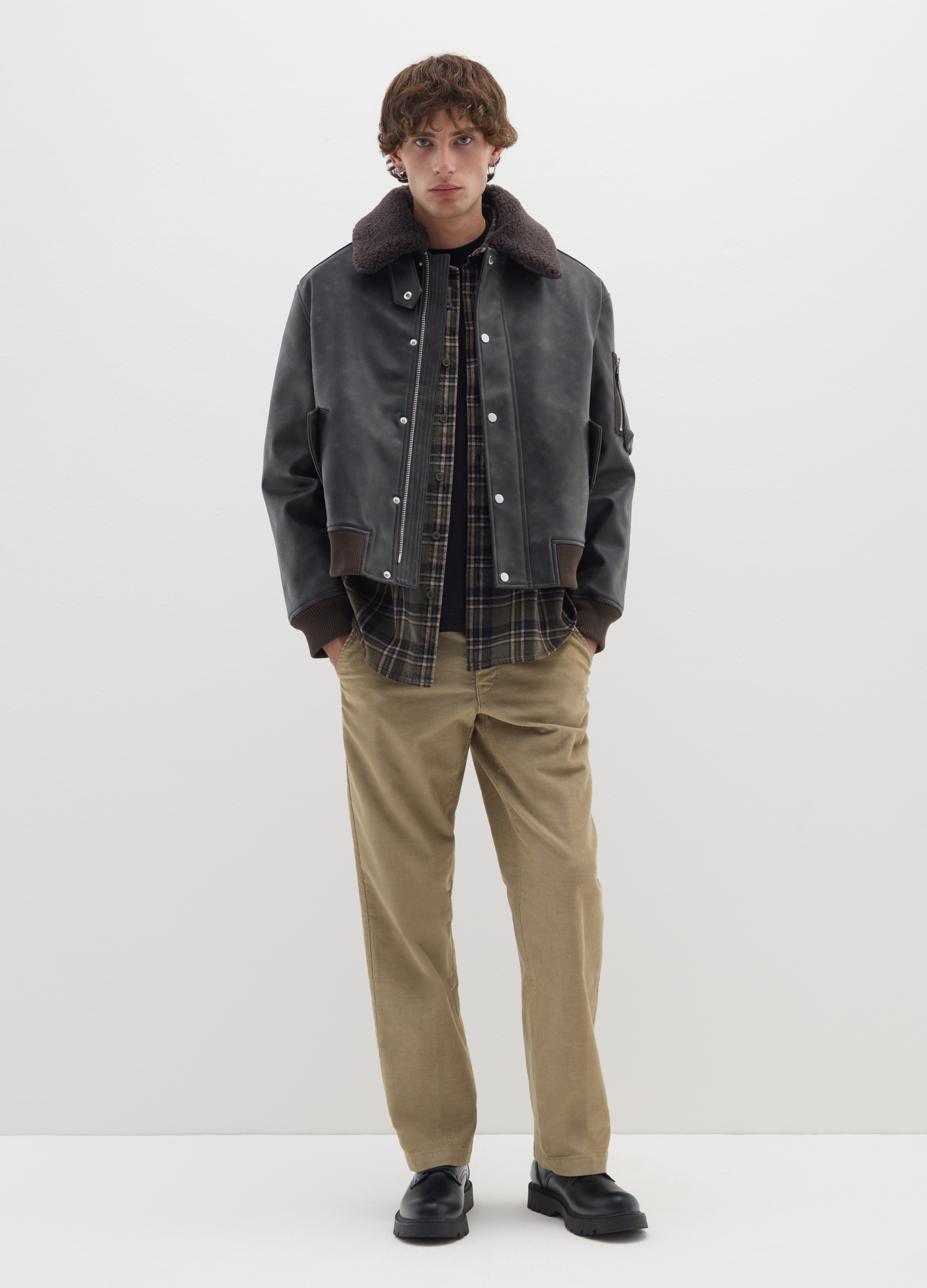 B.ANGEL, Bomber Gris Ajuste Regular Con Cremallera, Hombre, Marrón/Gris, Talla: L