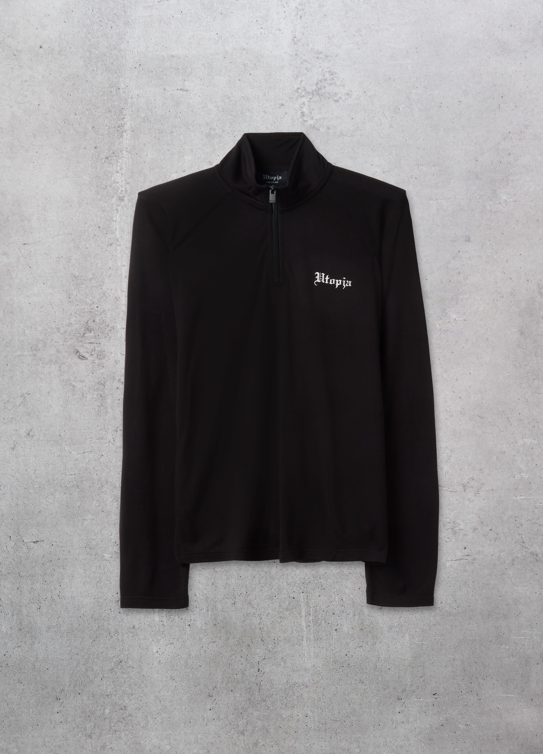 UTOPJA, Suéter Ligero Negro Con Media Cremallera, Hombre, Negro, Talla: L