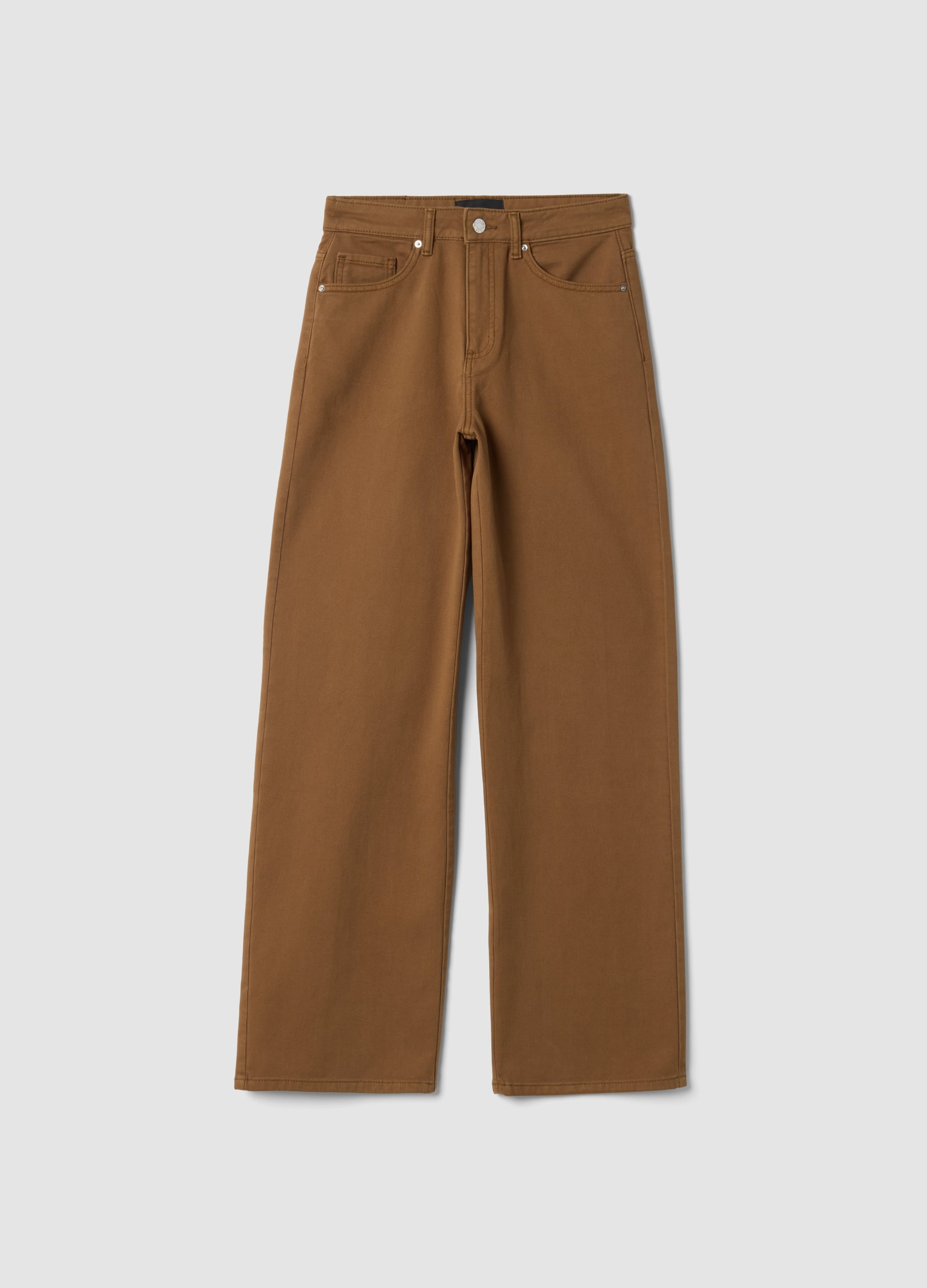LES COPAINS, Jeans Marroni Wide Leg In Puro Cotone, Donna, Marrone, Taglia: 38