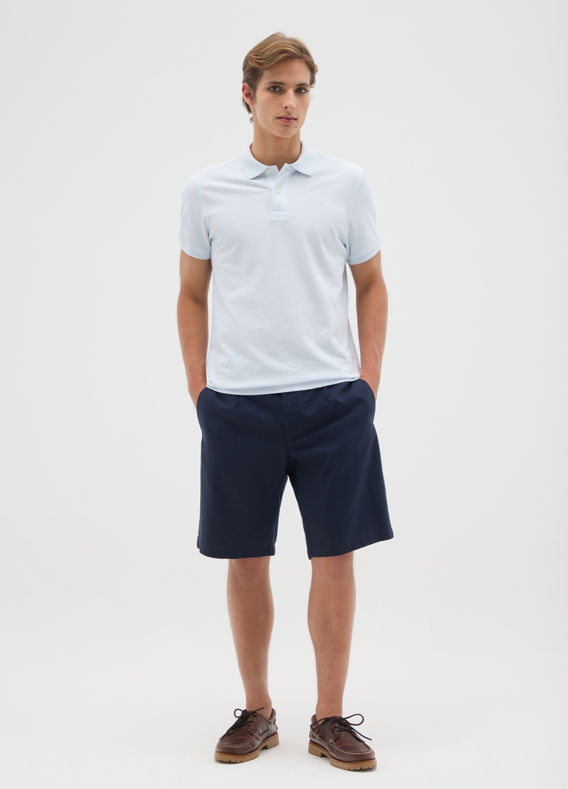OVS, Herren-shorts In Normaler Passform Aus Blauem Baumwollmix, Mann, Dunkelblau, Größe: 46