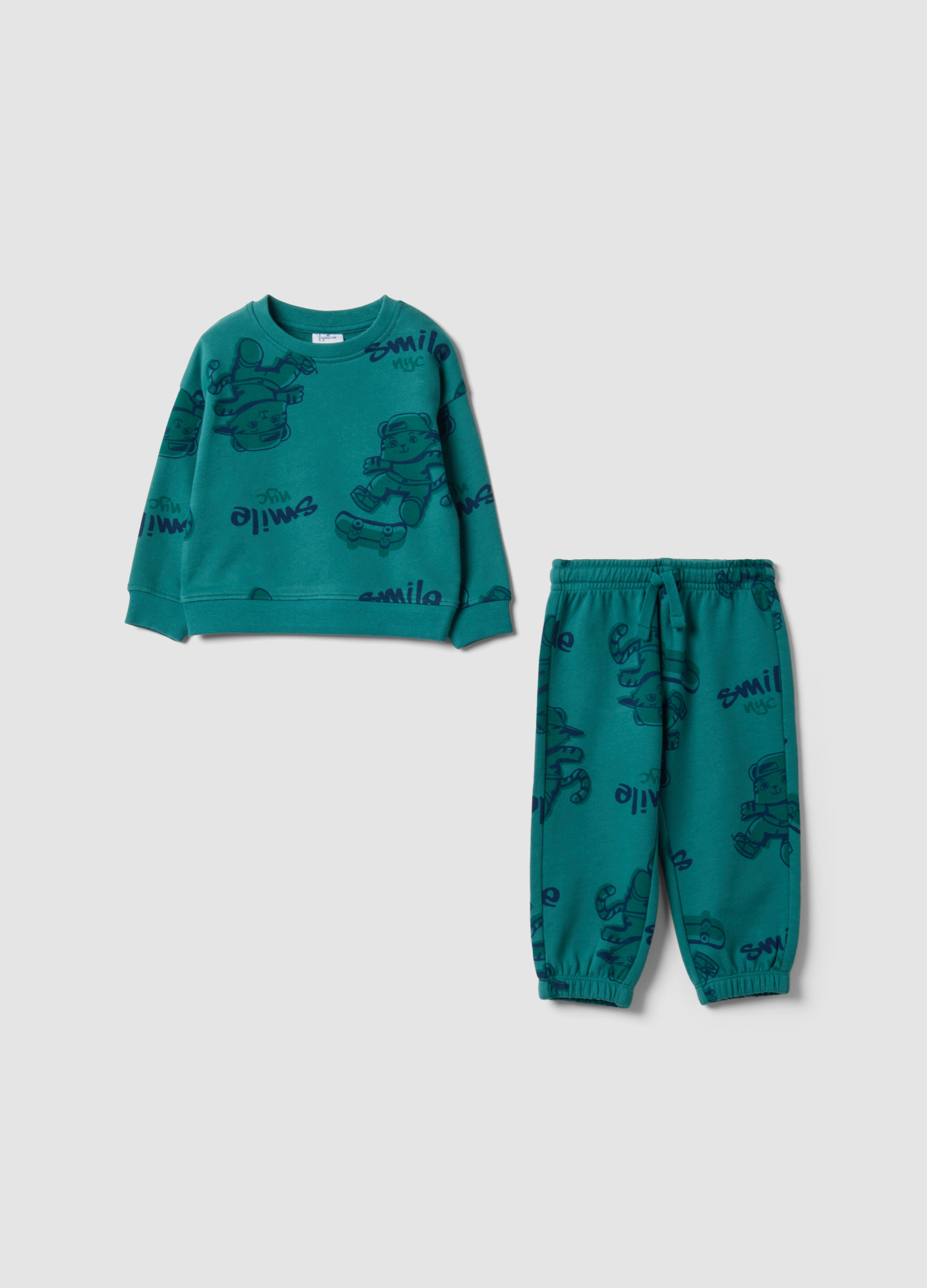 FAGOTTINO, Completo Jogging Verde In Puro Cotone Per Bimbo, Bambino, Verde, Taglia: 30-36