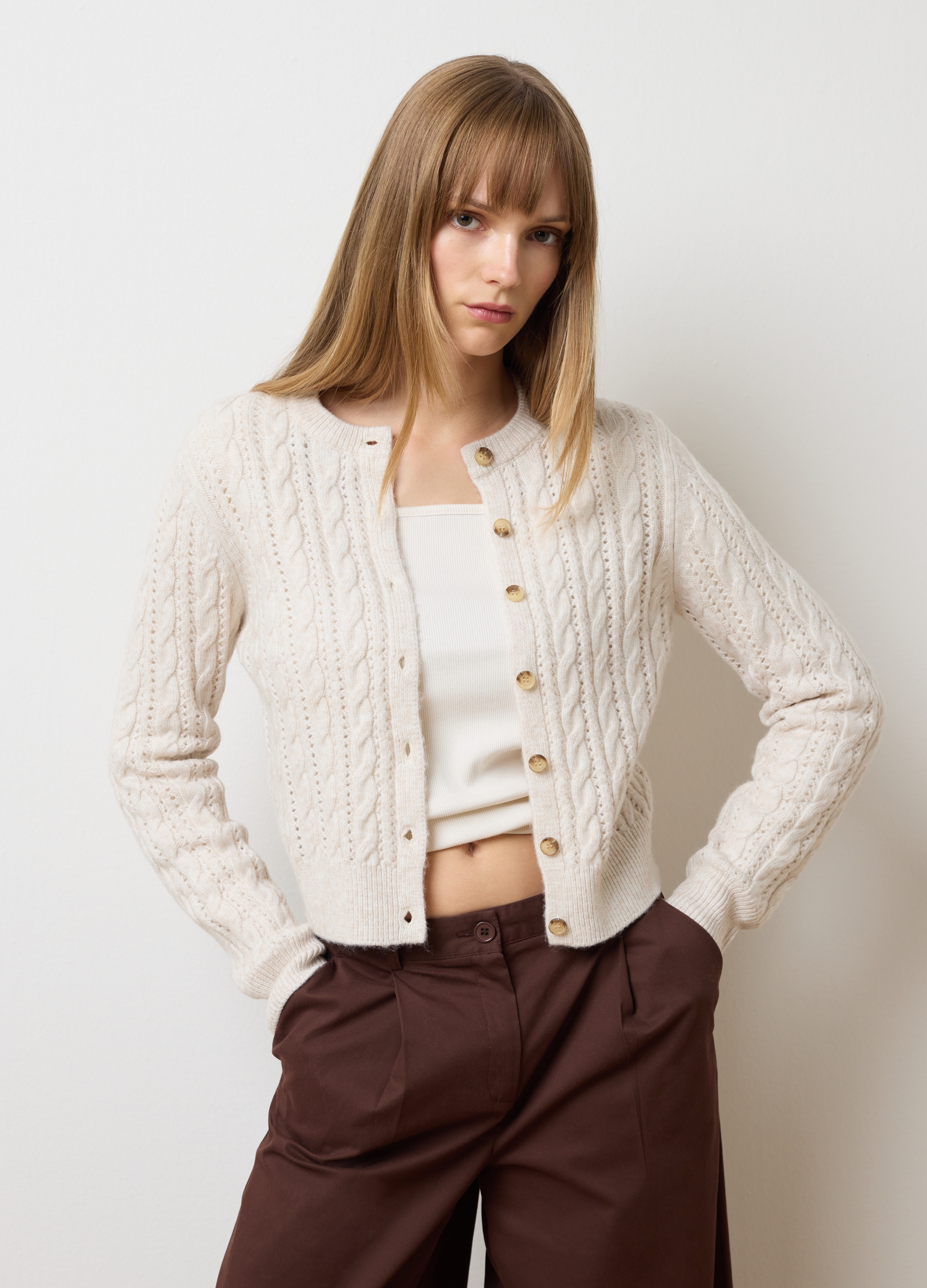 OVS, Cárdigan Beige De Ajuste Regular, Mujer, Beige Jaspeado, Talla: 42