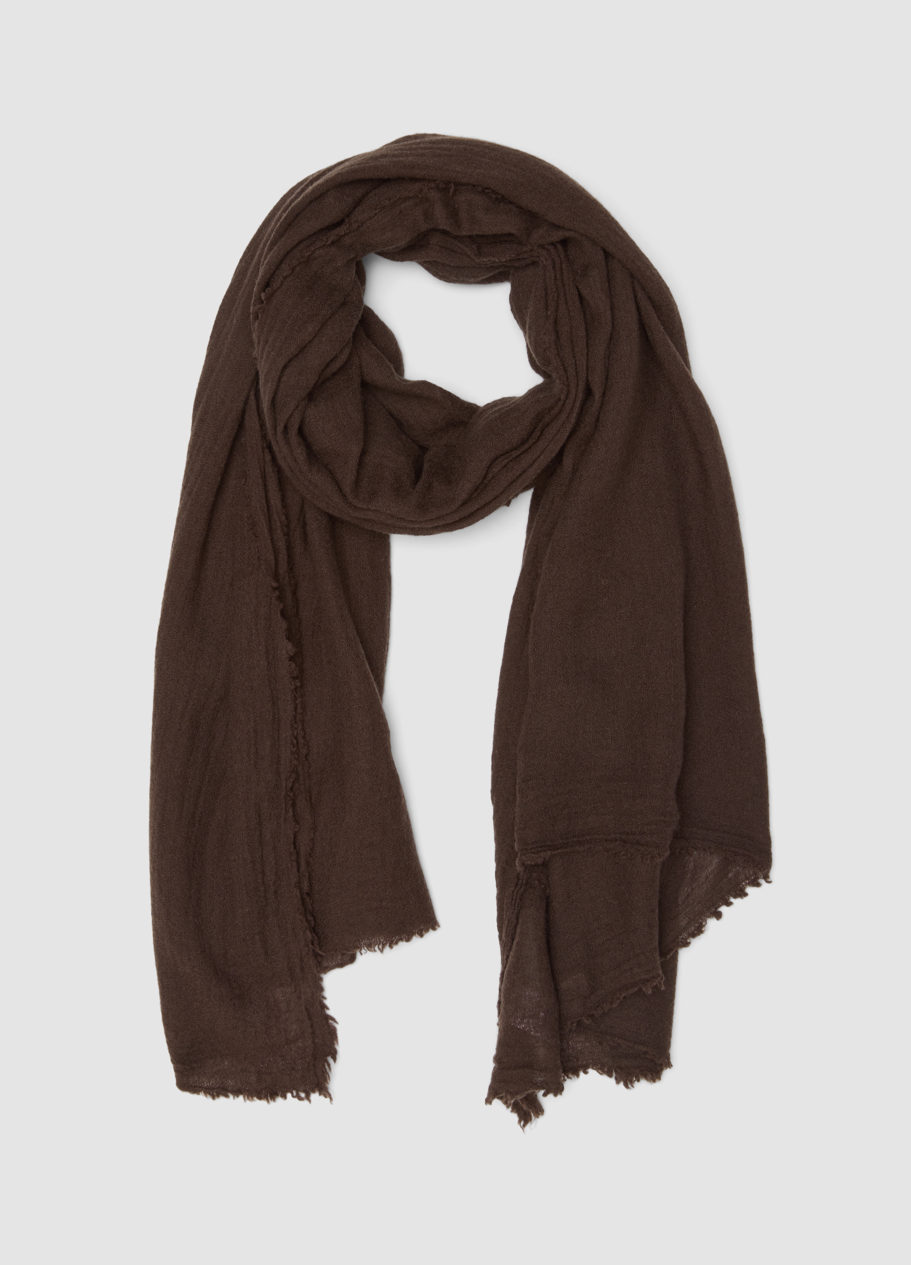 LES COPAINS, Sciarpa Marrone In Misto Lana Con Bordi Sfrangiati, Donna, Marrone, Taglia: ONE SIZE