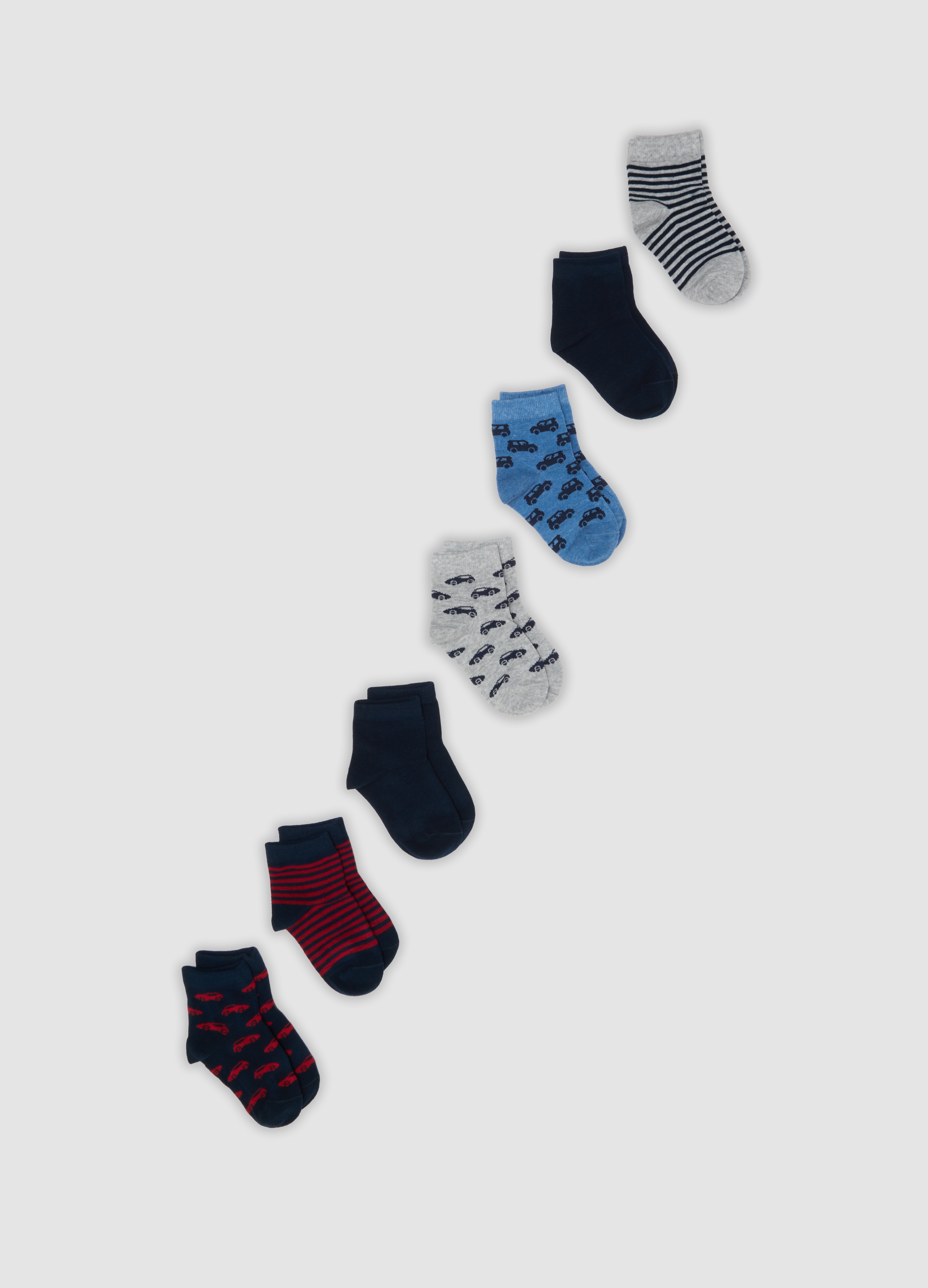 OVS KIDS, Multipack Di Sette Calze Corte Con Fantasia In Cotone Organico Elasticizzato, Bambino, Multicolor, Taglia: 28/30