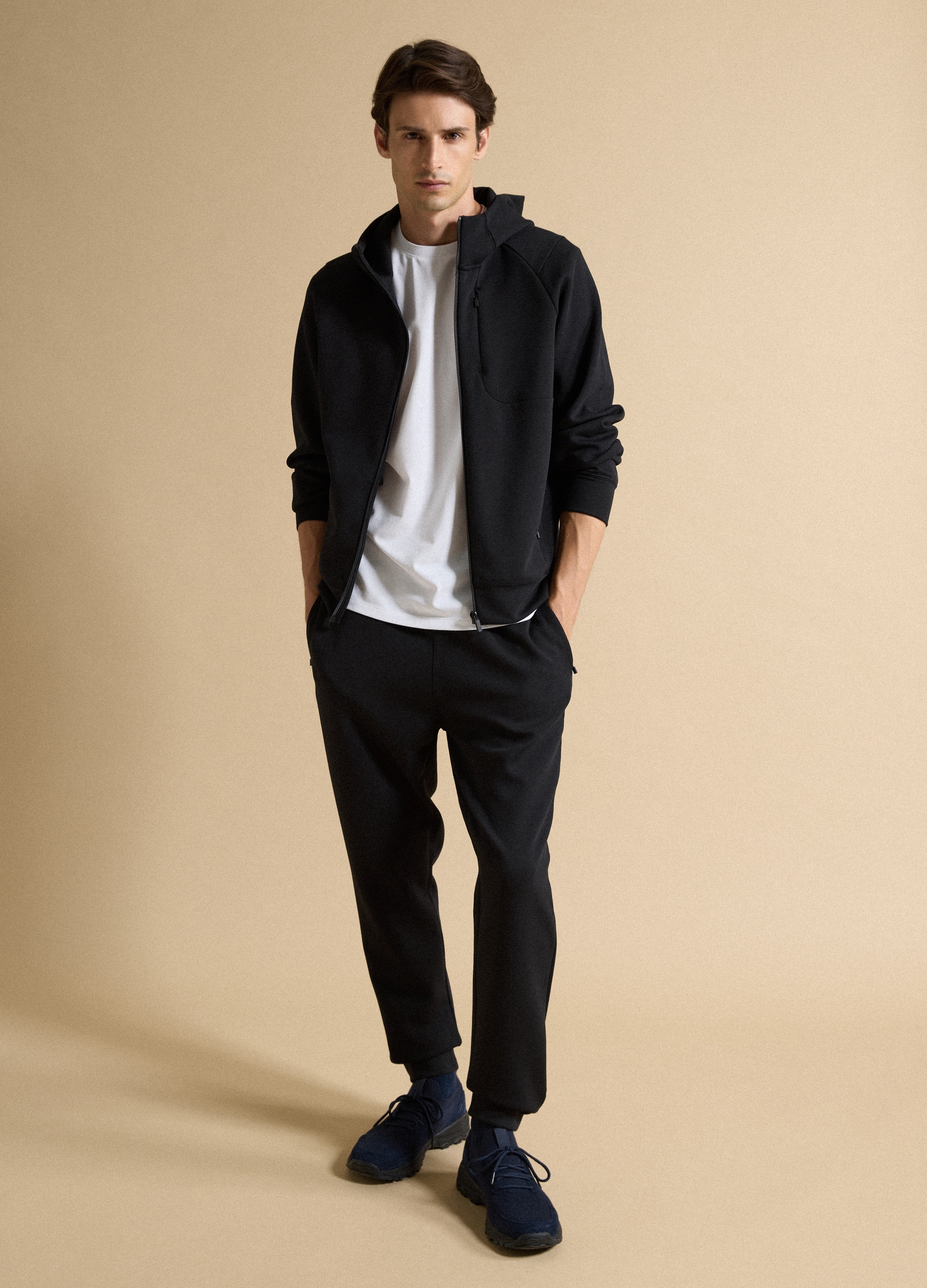 Piombo Tech, Jogger Neri Regular Fit In Tessuto Elasticizzato Easy Dry, Uomo, Nero, Taglia: M