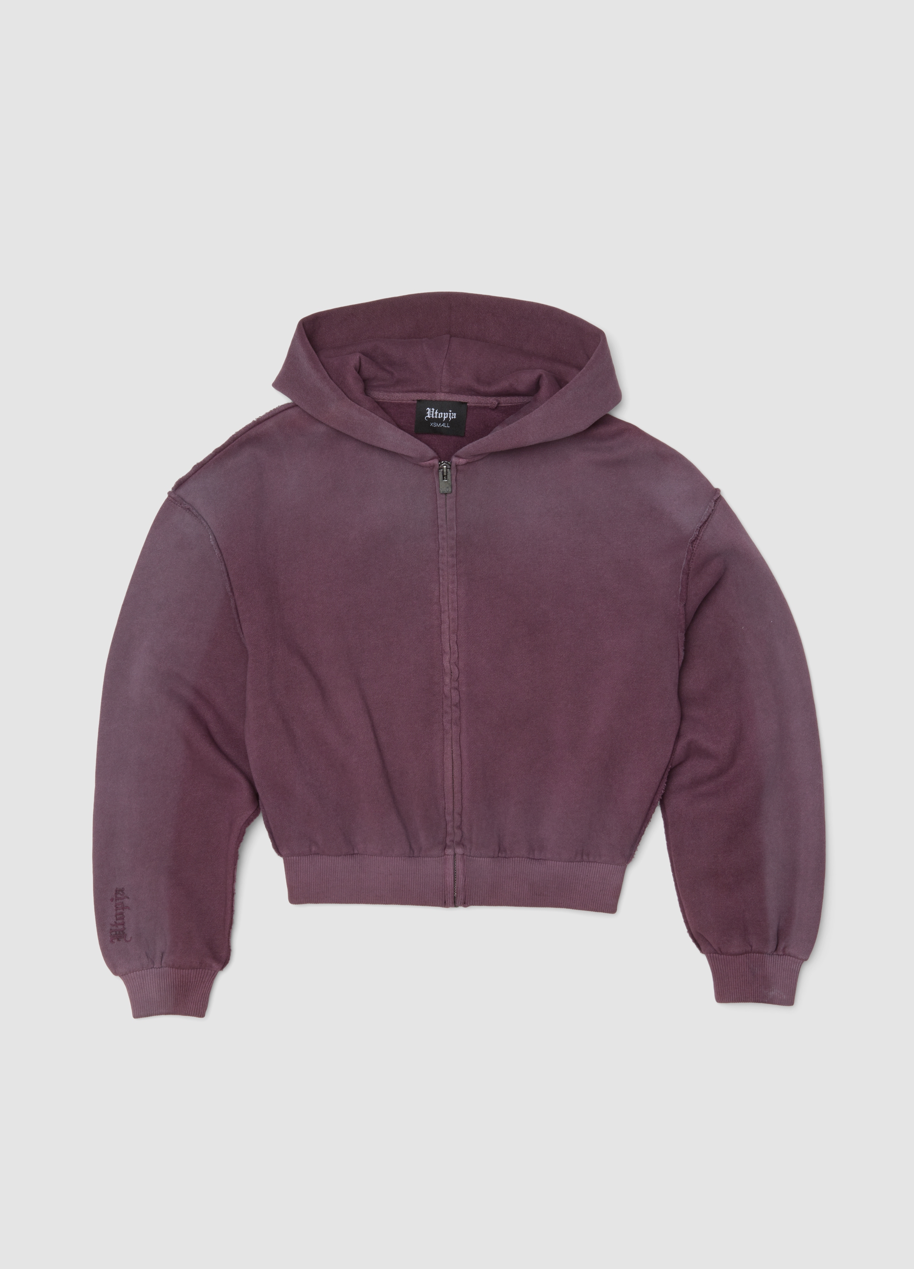 UTOPJA, Sunfaded Full-zip Hoodie Burgundy, Donna, Viola, Taglia: XS