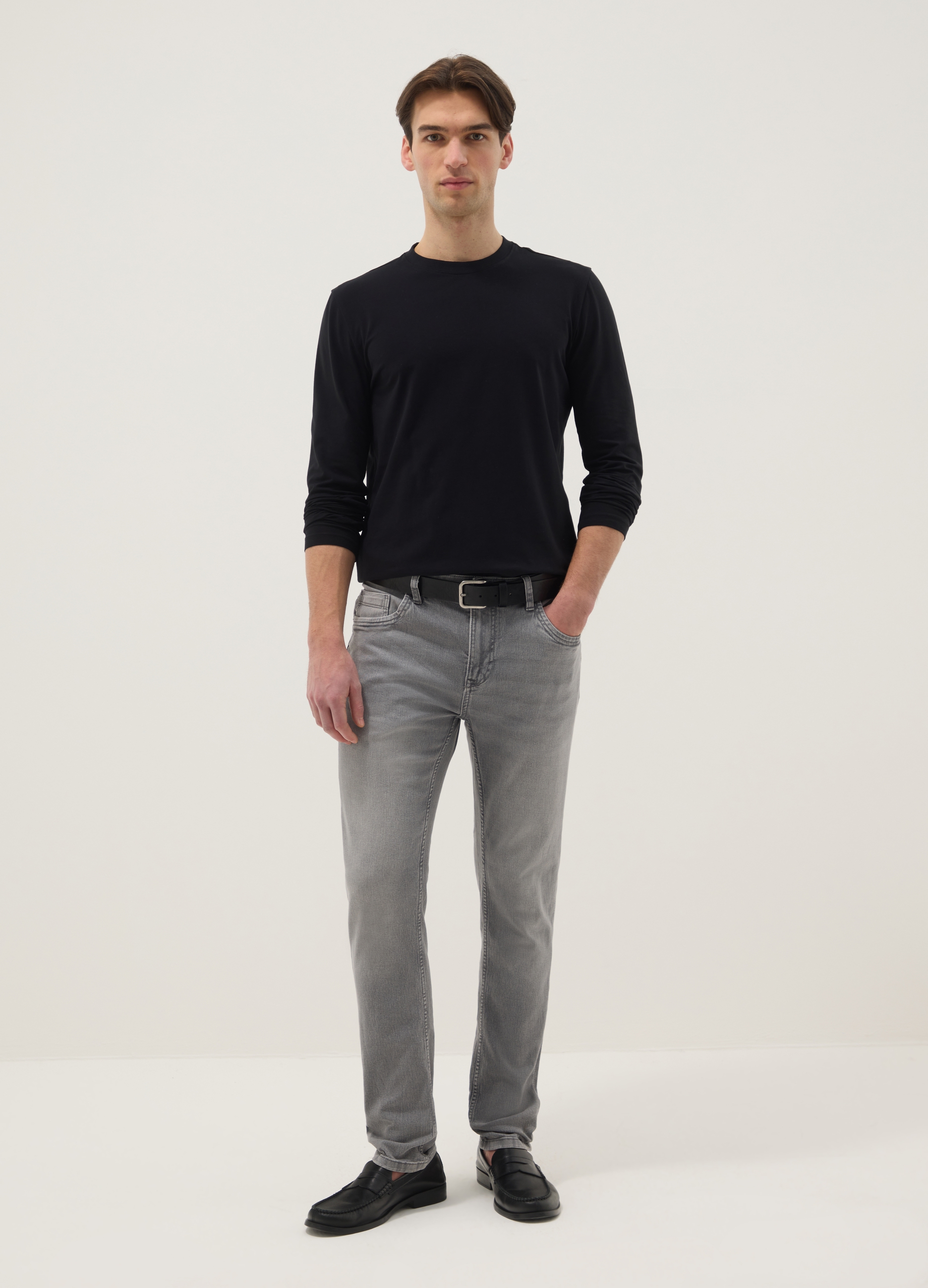 Vaqueros Súper Ajustados Grises De Mezcla De Algodón, Hombre, Gris claro, Talla: 42