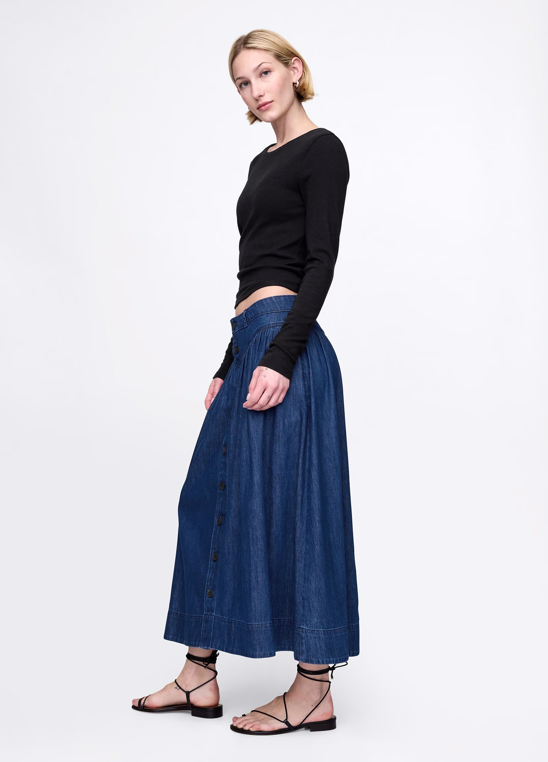 GAP, Gonna Lunga In Denim Di Cotone, Donna, Denim, Taglia: 34