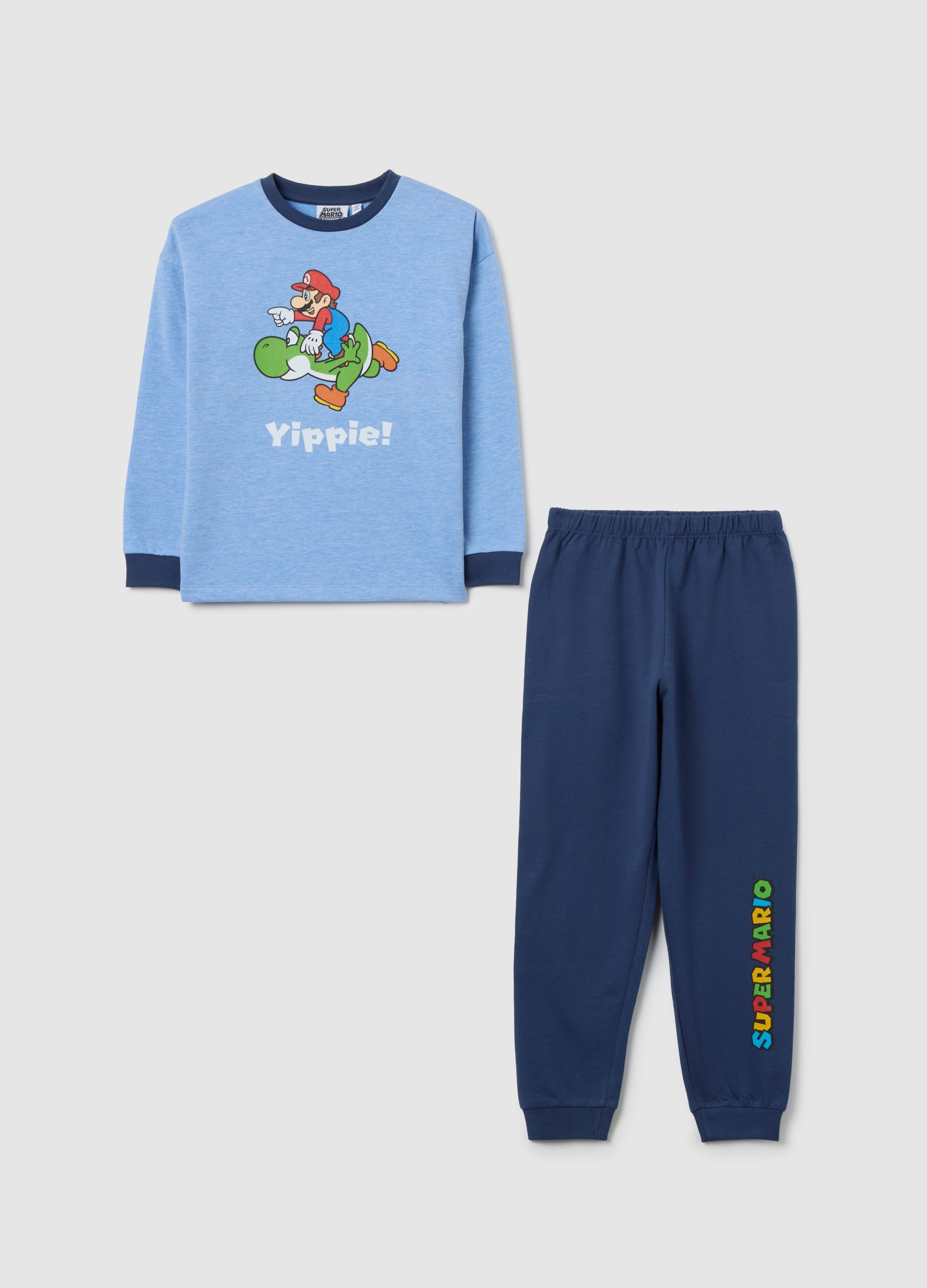 NINTENDO, Pigiama Da Bambino In Misto Cotone Blu Regular Fit Di Super Mario, Blu, Taglia: 4-5