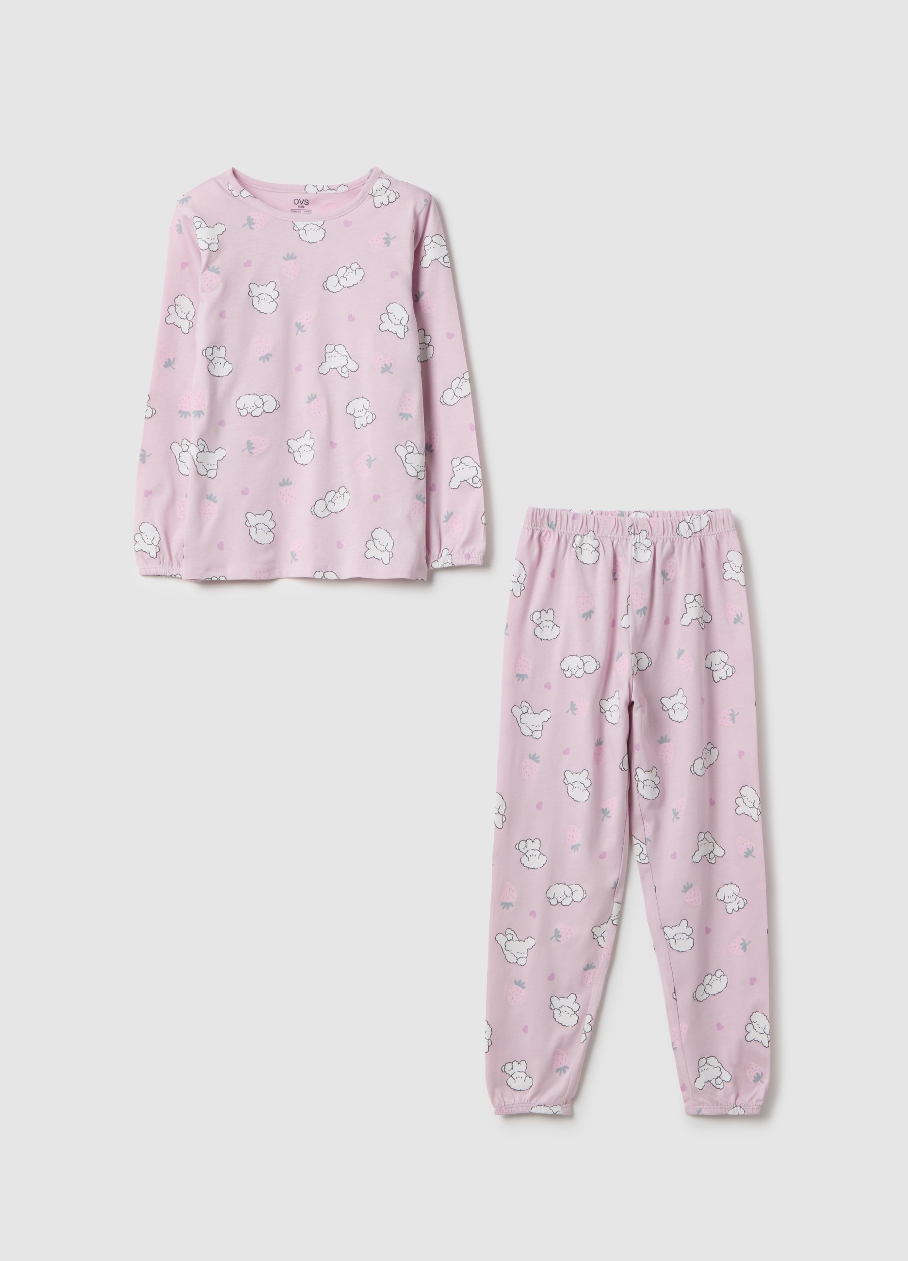 OVS KIDS, Pijama Rosa De Puro Algodón Regular Fit Con Estampados Para Niñas, Niña, Rosa pastel, Talla: 9-10
