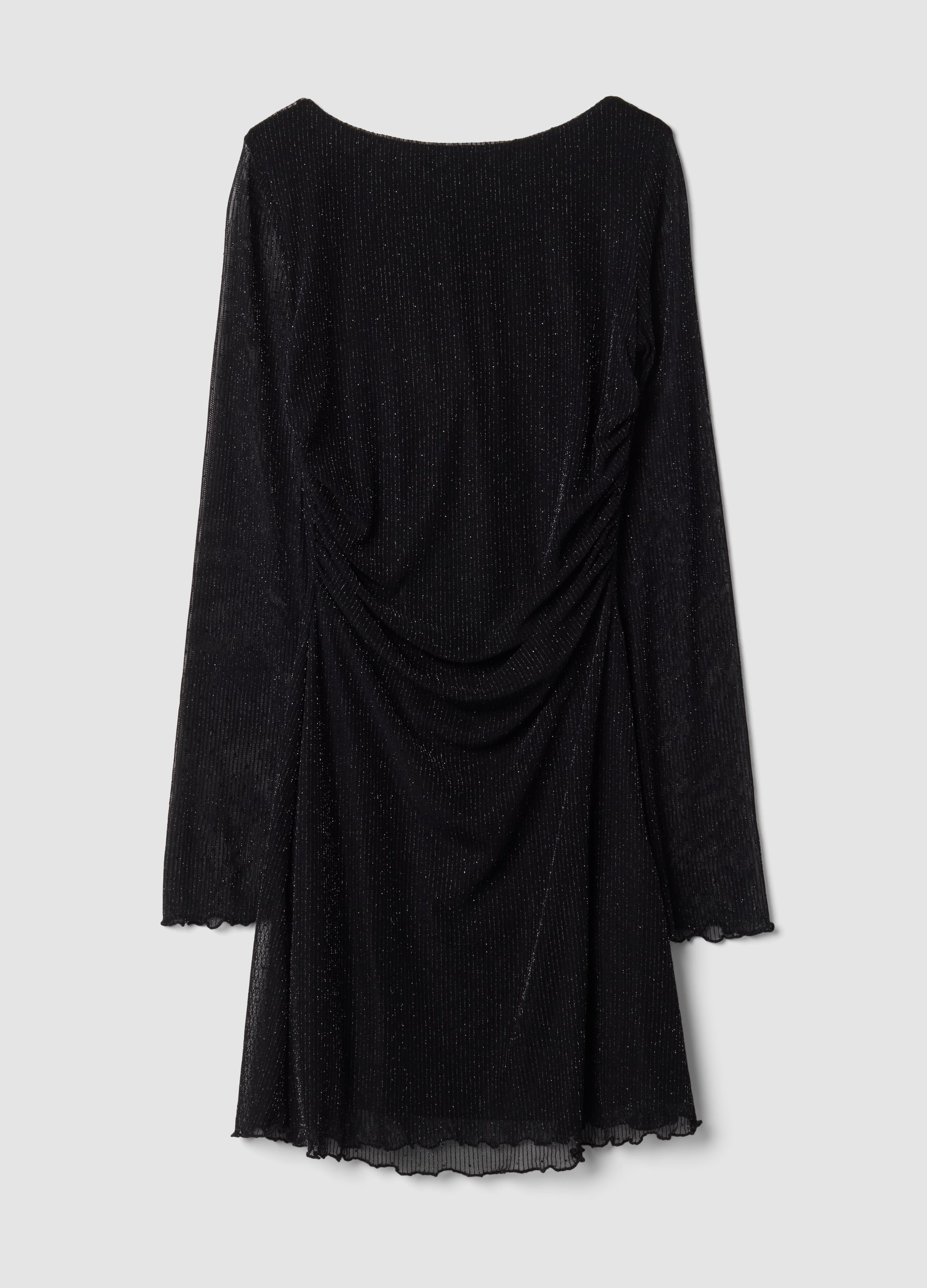B.ANGEL, Abito Nero In Tessuto Elasticizzato Girocollo, Donna, Nero, Taglia: M