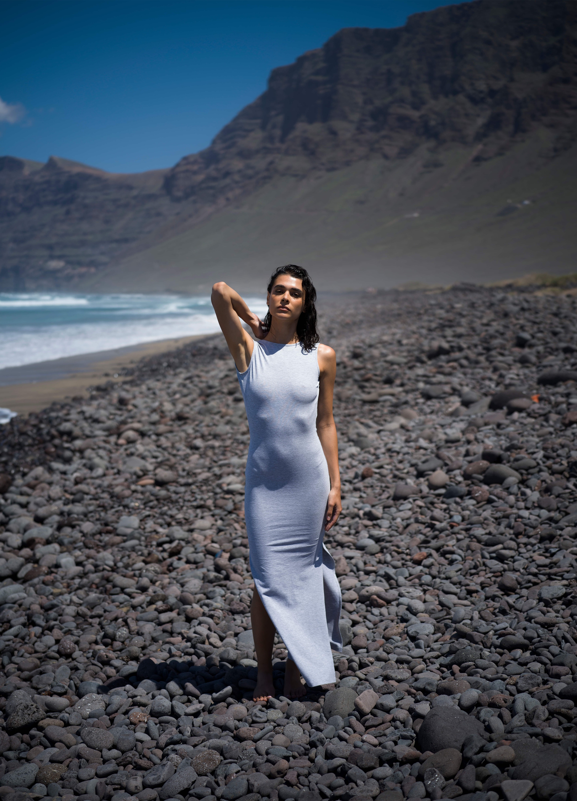 UTOPJA, Backless Long Dress Grey Melange, Donna, Grigio, Taglia: S