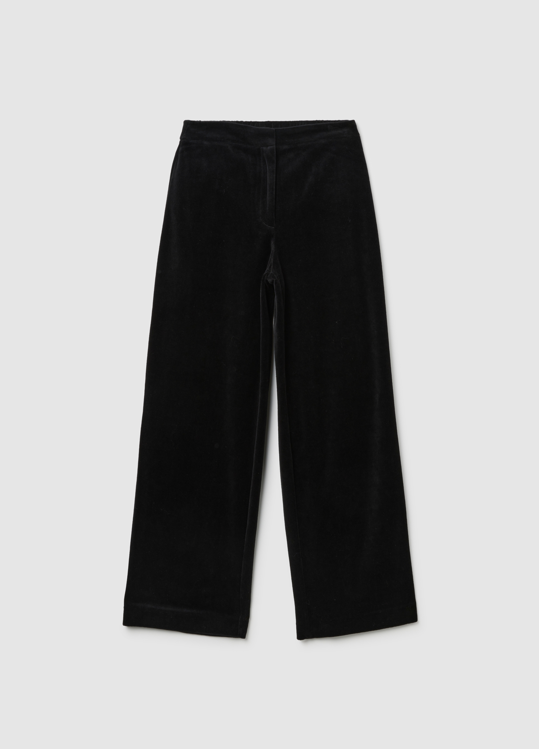 Piombo Contemporary, Pantalones Negros De Mezcla De Algodón Y Terciopelo Regular Fit, Mujer, Gunmetal, Talla: 40