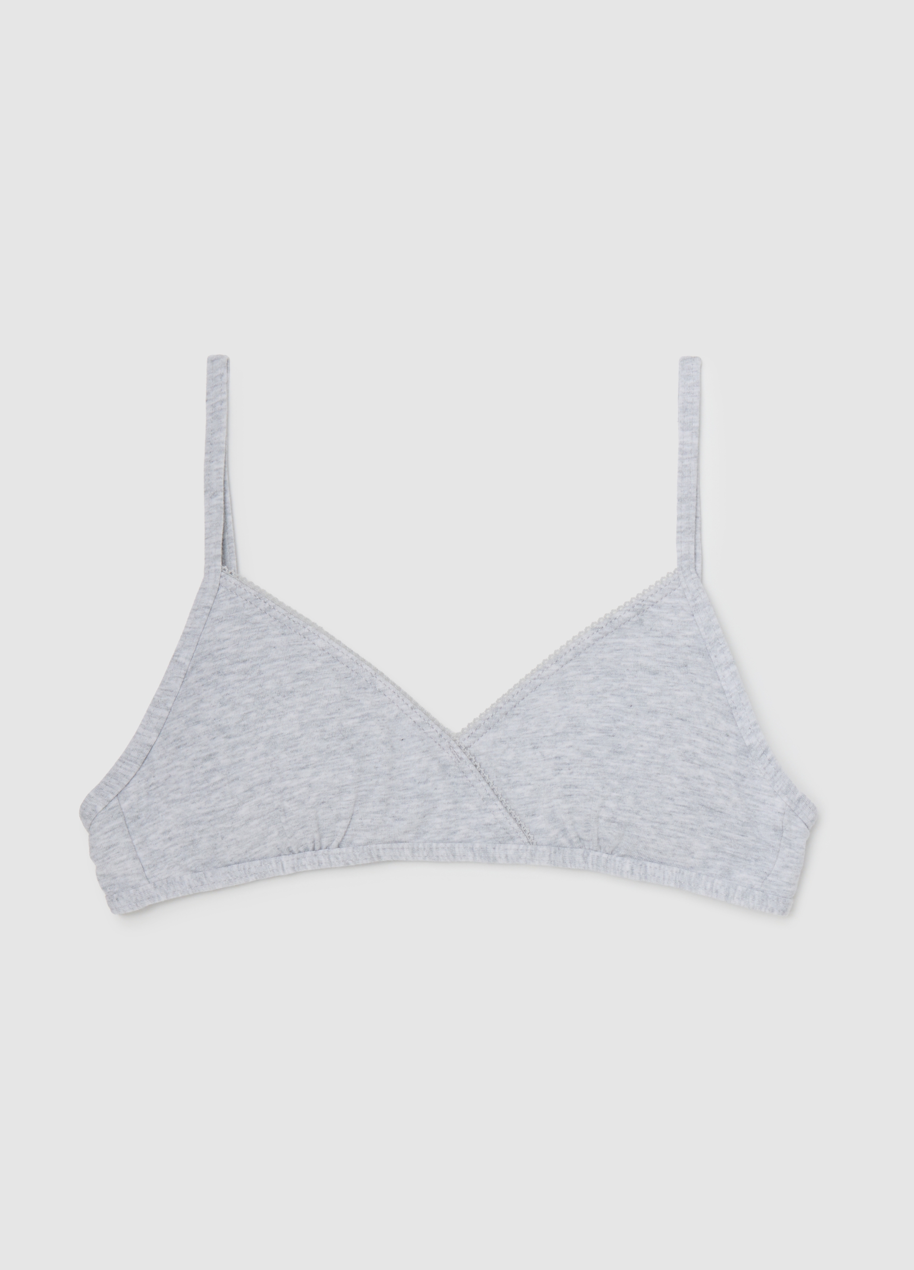 OVS KIDS, Reggiseno A Triangolo Da Ragazza In Cotone Elasticizzato Grigio, Bambina, Grigio, Taglia: 10-11