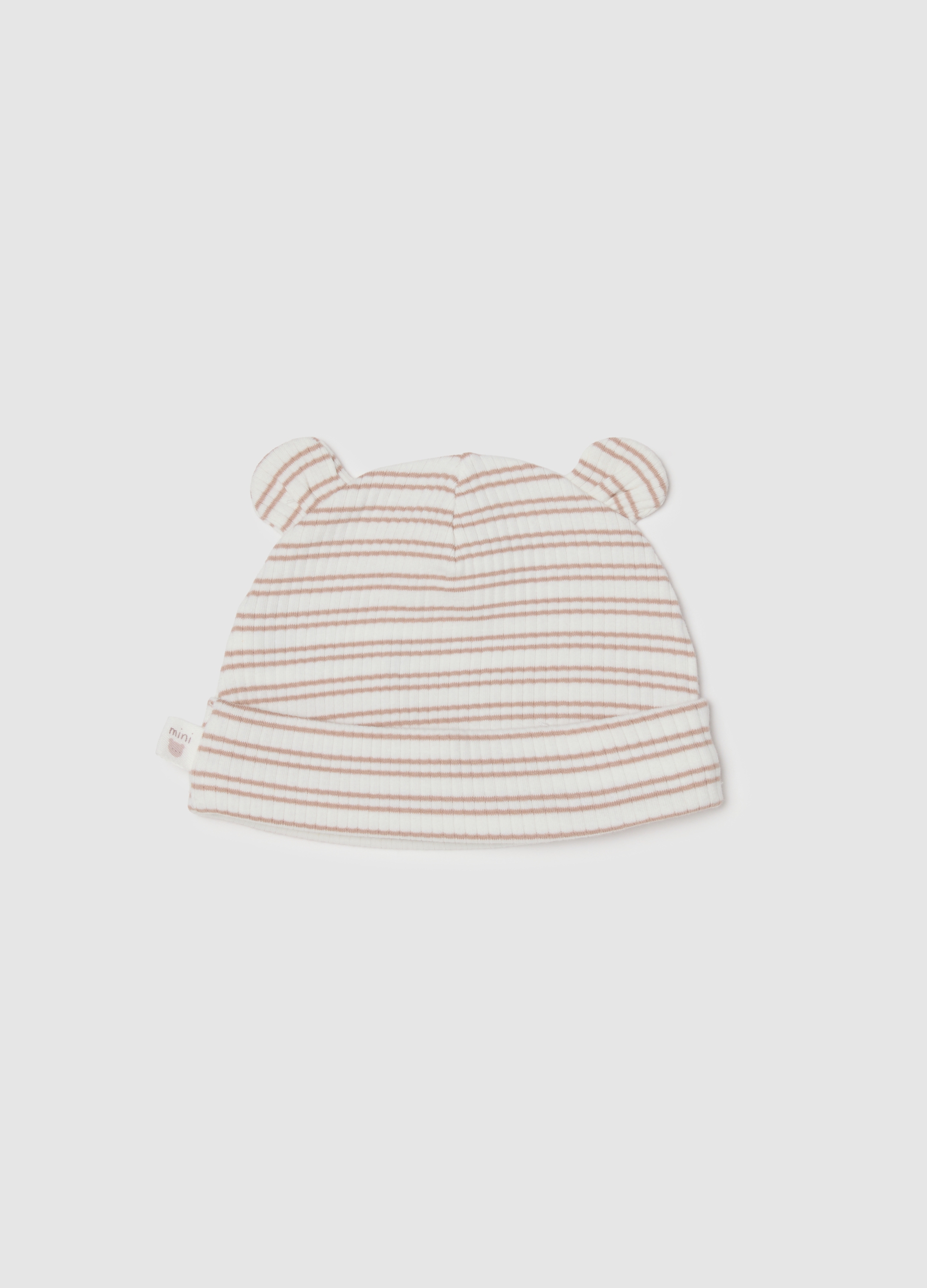 FAGOTTINO, Gorrito De Bebé A Rayas Multicolor De Algodón Elástico, Bebé Niña, Blanco/marrón, Talla: FASUL