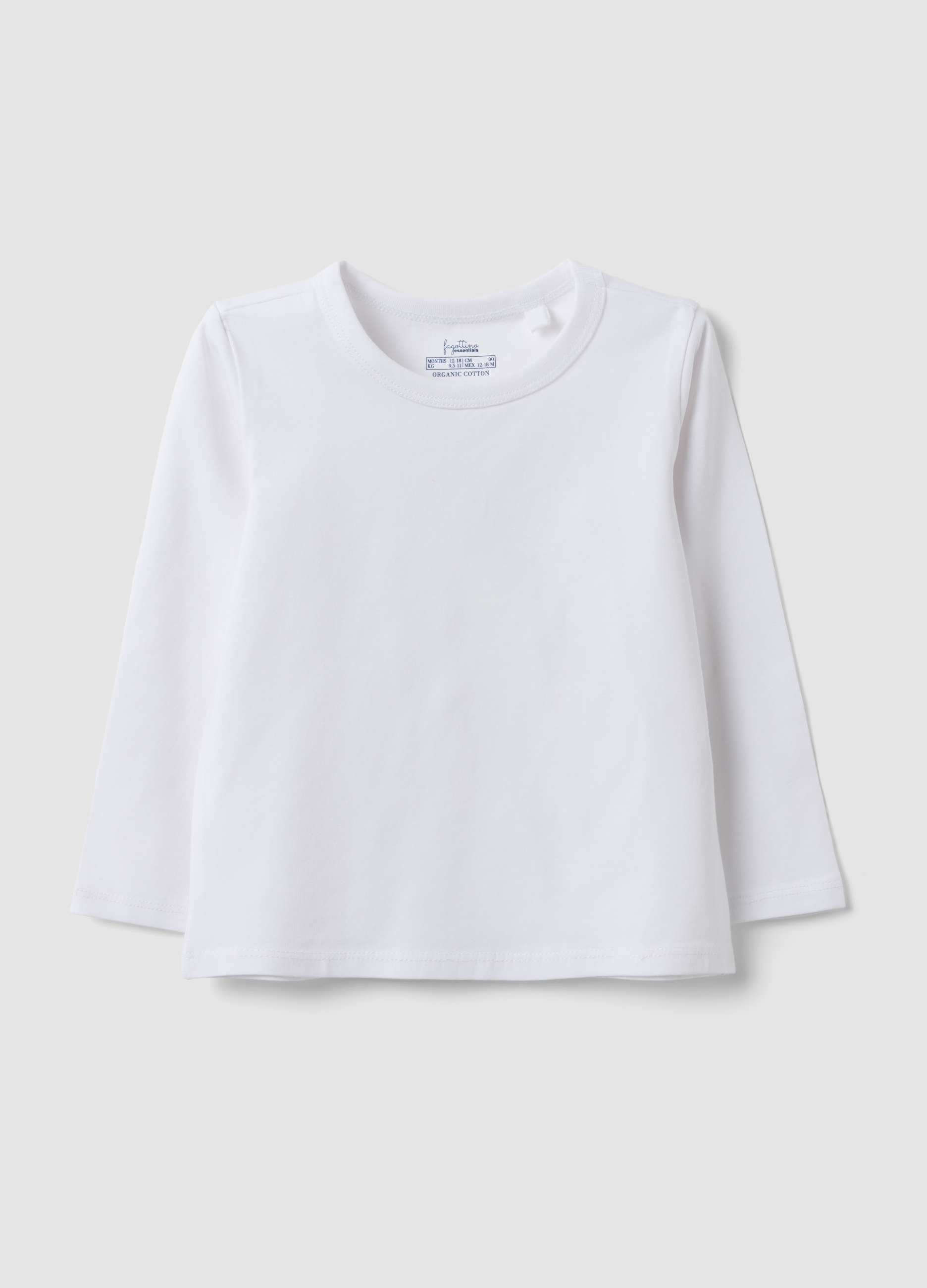 FAGOTTINO, T-shirt Bianca A Maniche Lunghe In Cotone Organico, Bambina, Bianco, Taglia: 12-18