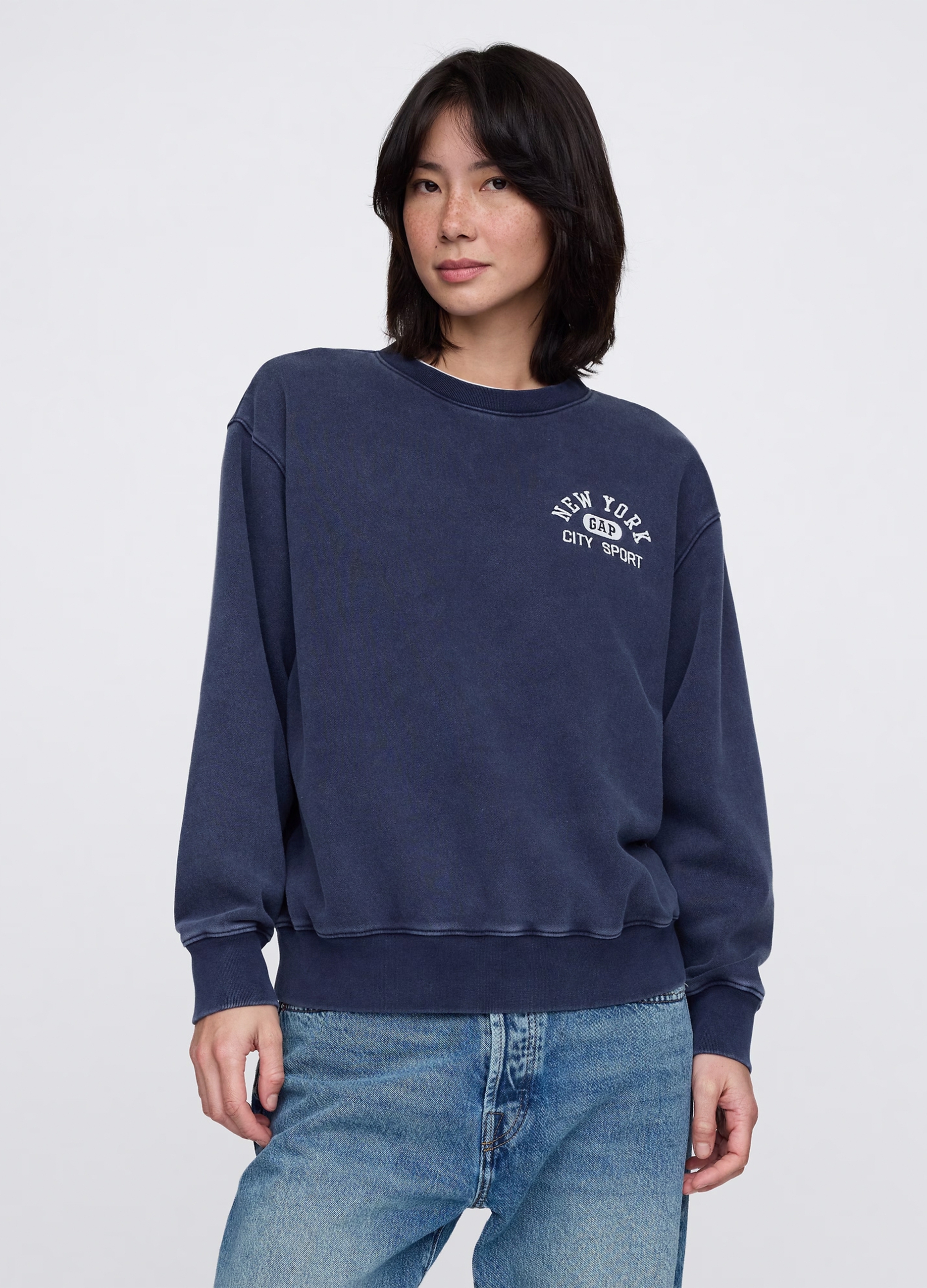 GAP, Felpa Blu Con Logo, Donna, Blu, Taglia: XS