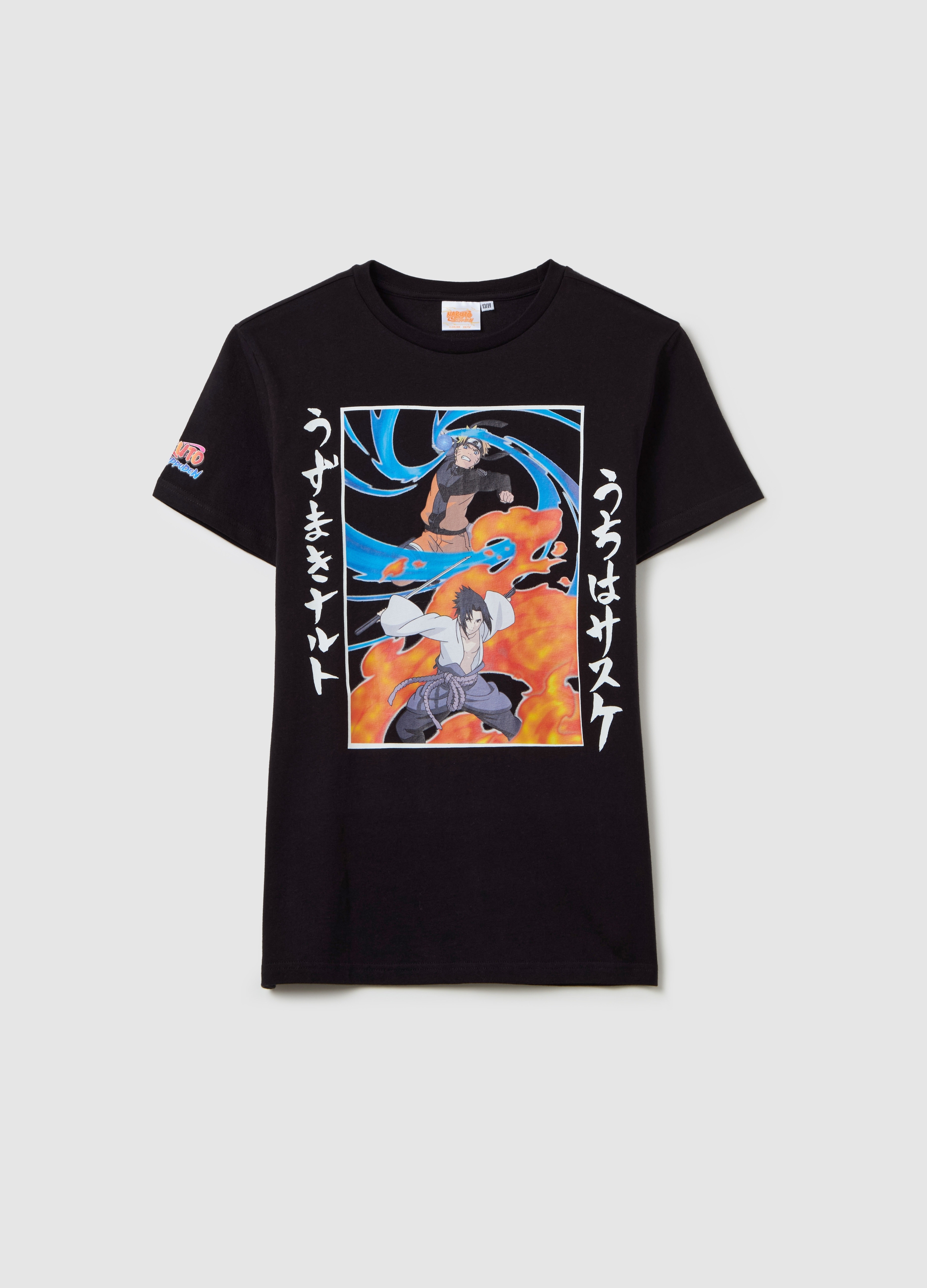 J LICENZE B.NO SICEM, T-shirt In Cotone Con Stampa Naruto, Bambino, Nero, Taglia: 14-15