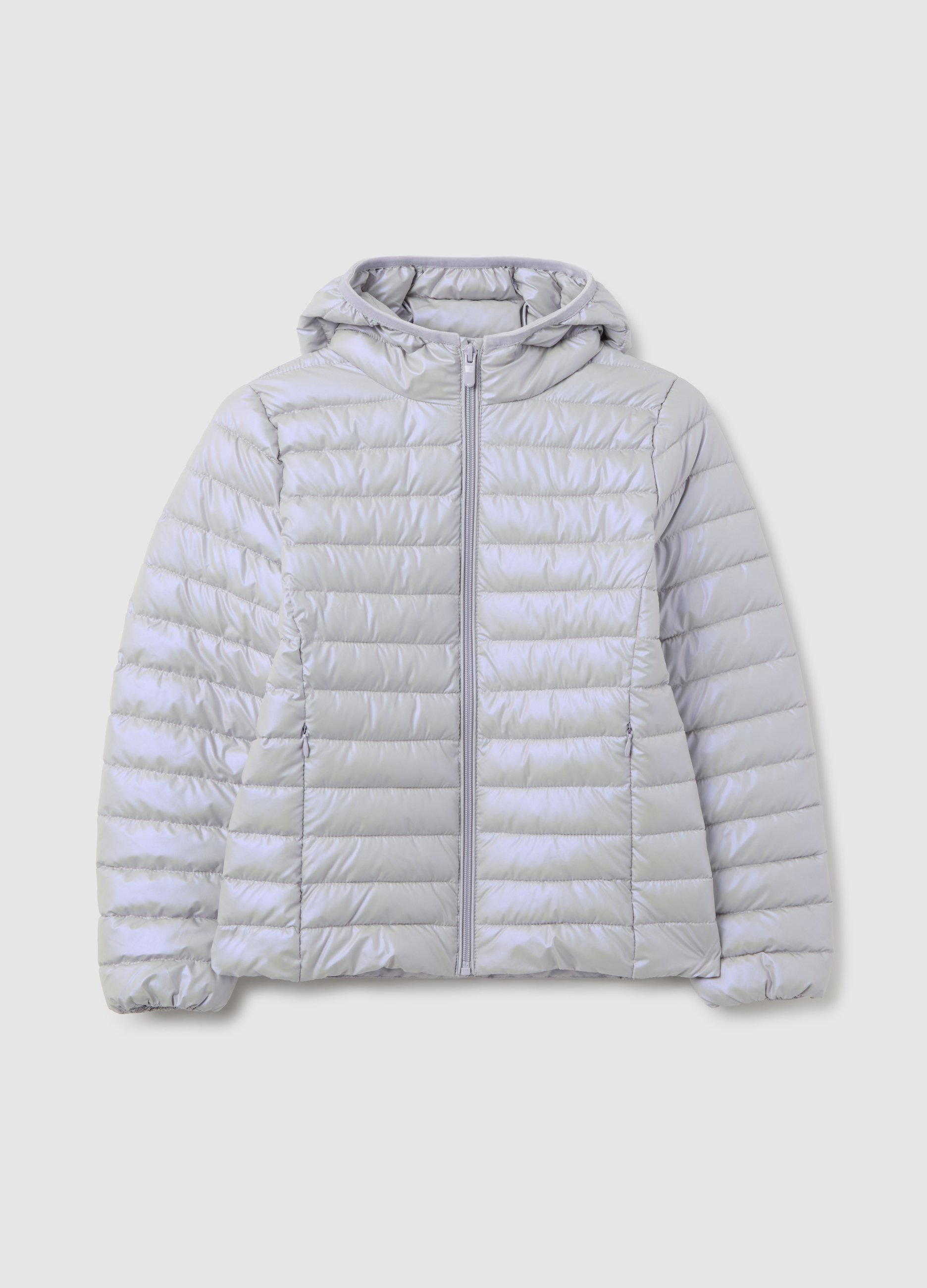 OVS, Graue Winterjacke Für Mädchen Mit Kapuze Und Reißverschluss, Mädchen, Hellgrau, Größe: 10-11