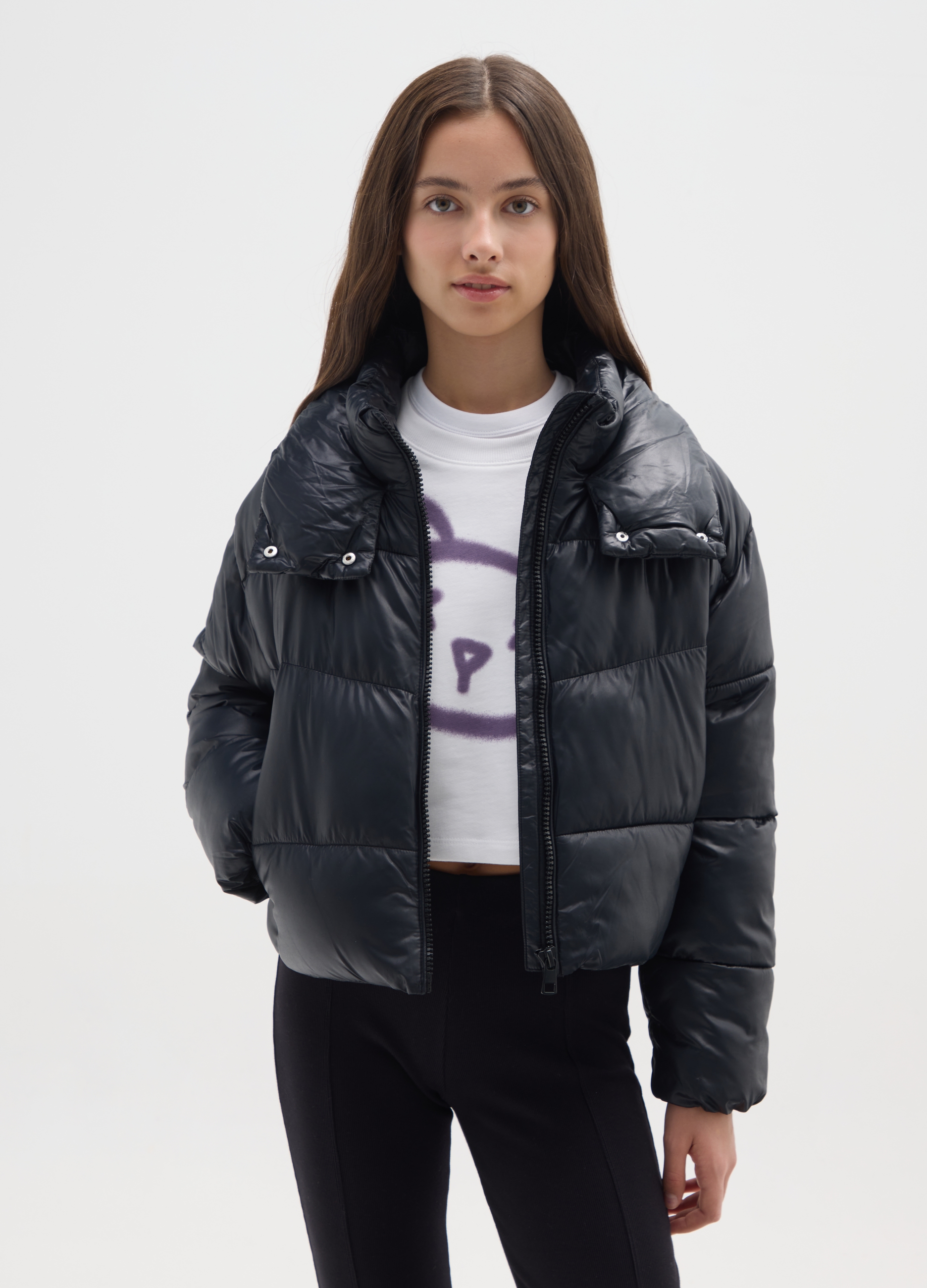 OVS KIDS, Giacca Imbottita Nera Da Ragazza Regular Fit Con Zip, Bambina, Nero, Taglia: 10-11