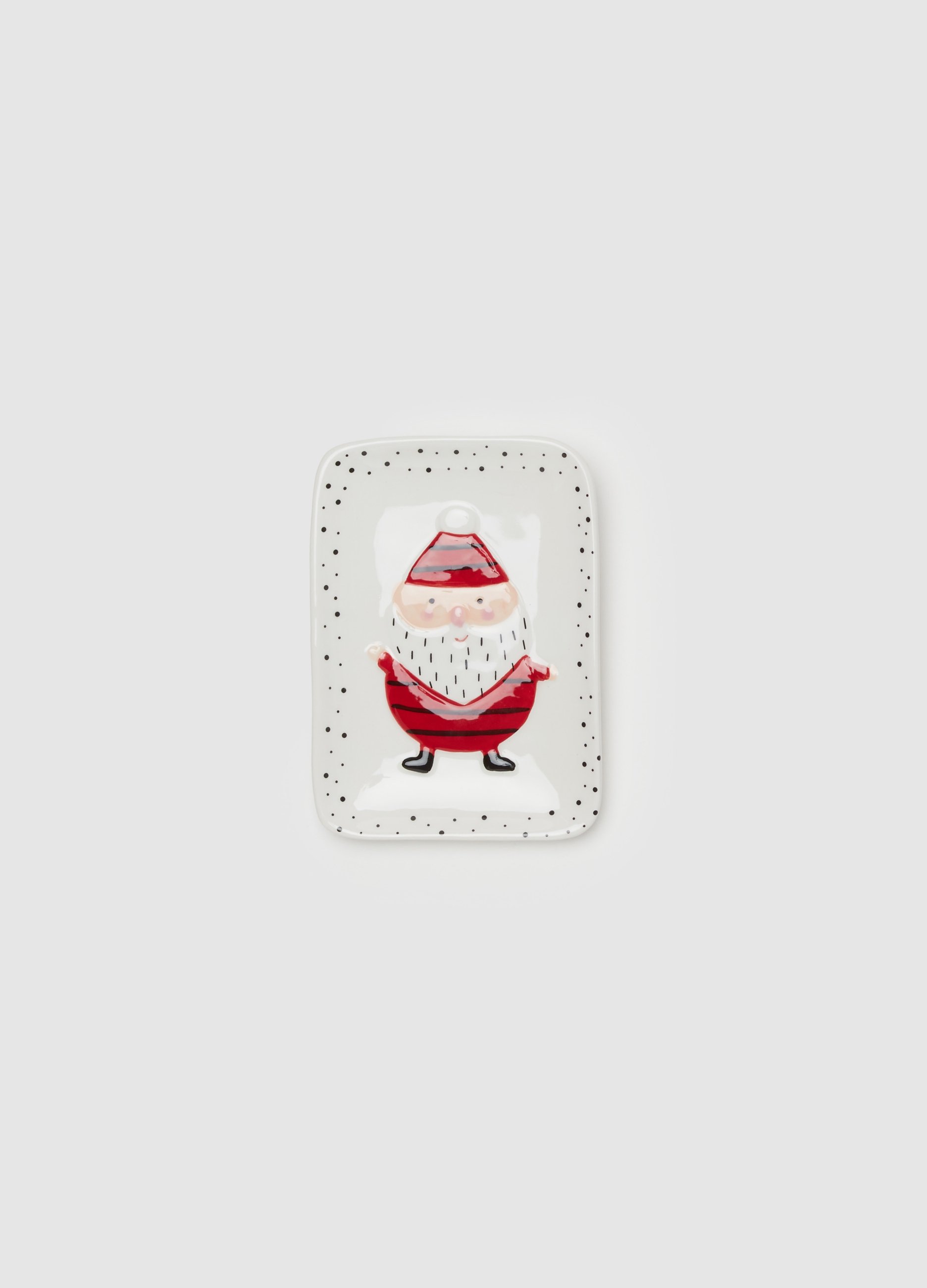 Plato De Cerámica Con Papá Noel, Mujer, Blanco/rojo, Talla: FASUL