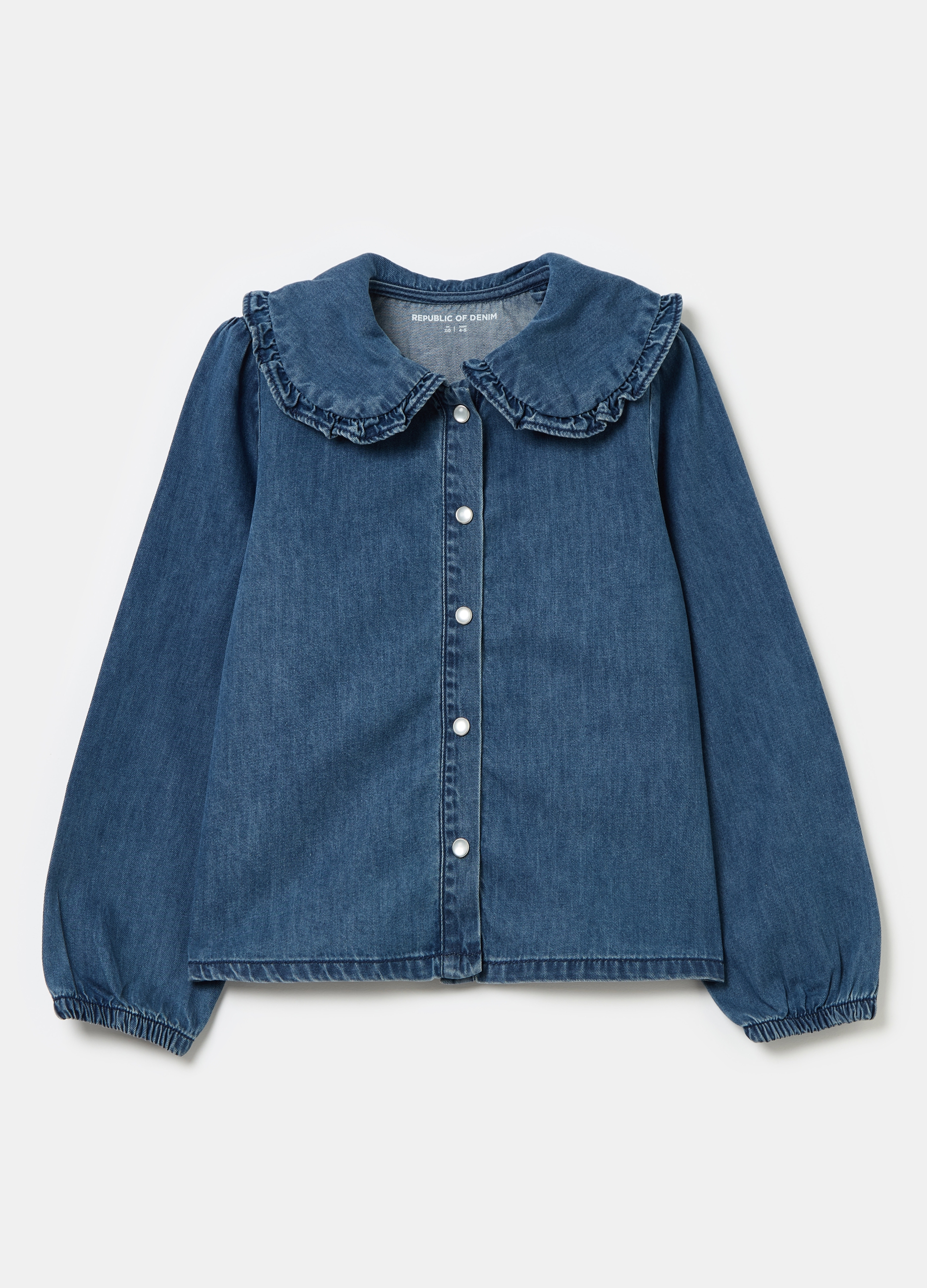 OVS KIDS, Blusa De Denim Con Cuello Y Botones Nacarados, Niña, Denim, Talla: 5-6