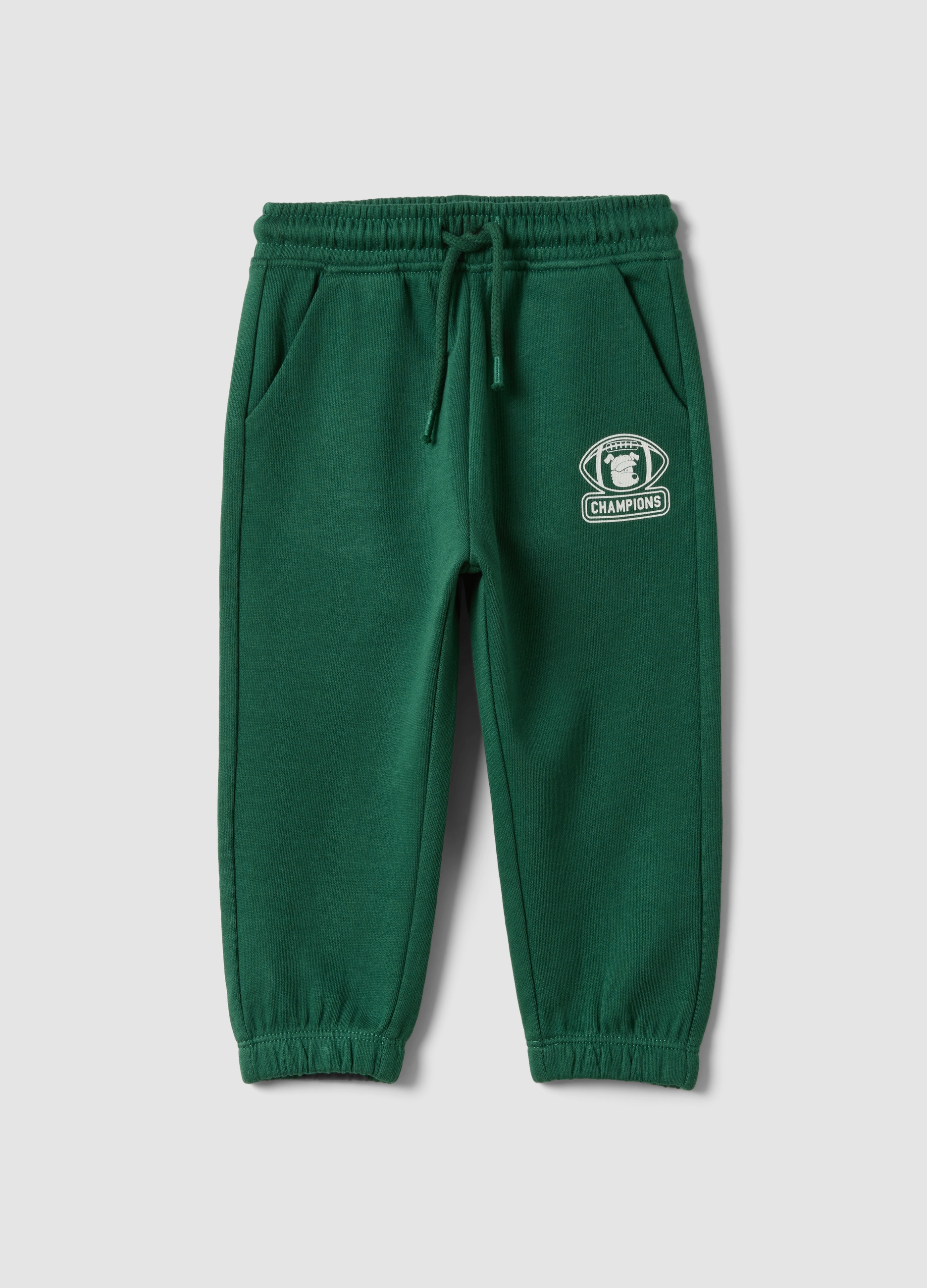 FAGOTTINO, Pantaloni Jogger Verdi In Puro Cotone Organico Con Coulisse Per Bimbo, Bambino, Verde, Taglia: 30-36