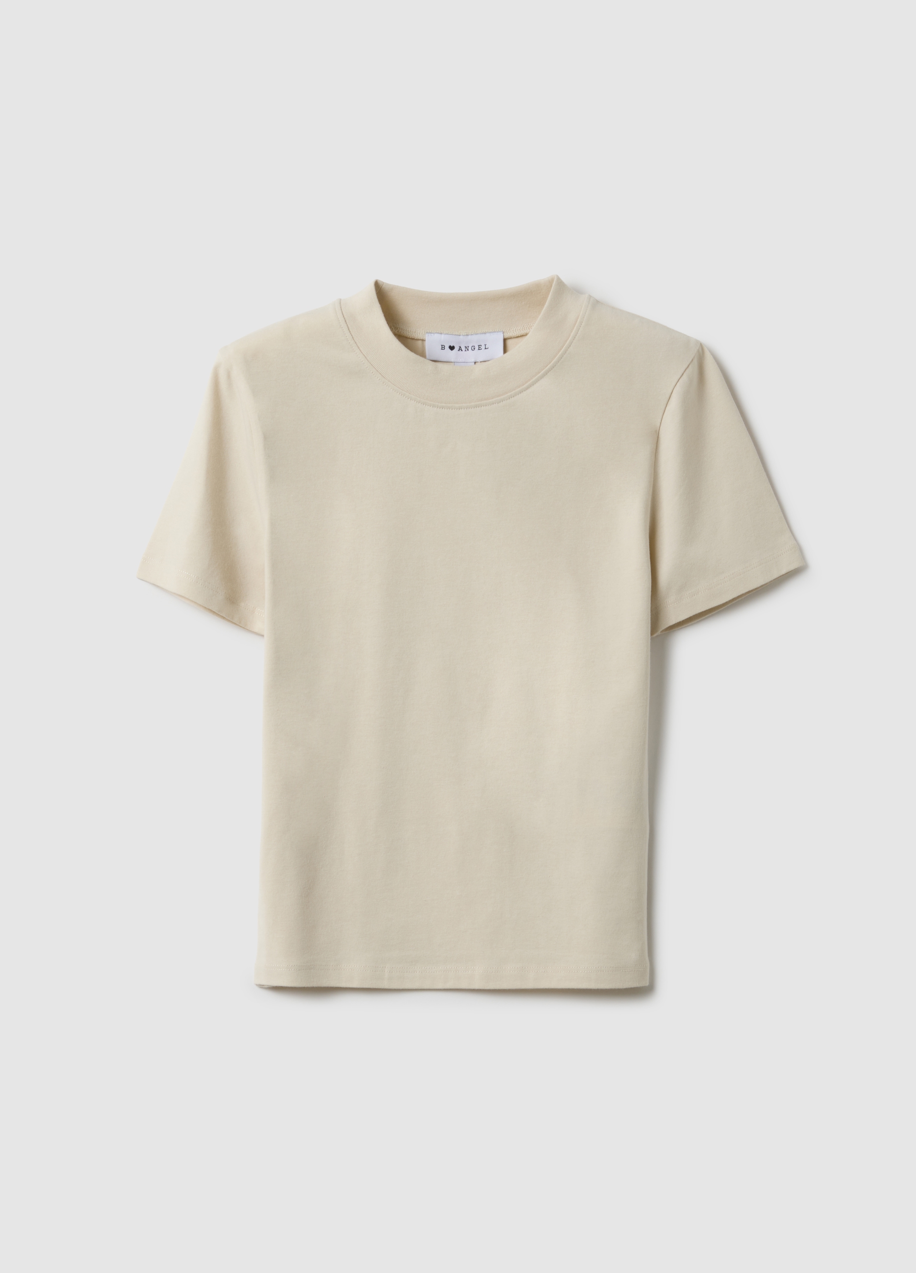 B.ANGEL, Camiseta Beige Slim Fit De Algodón Elástico, Mujer, Beige Jaspeado, Talla: 36