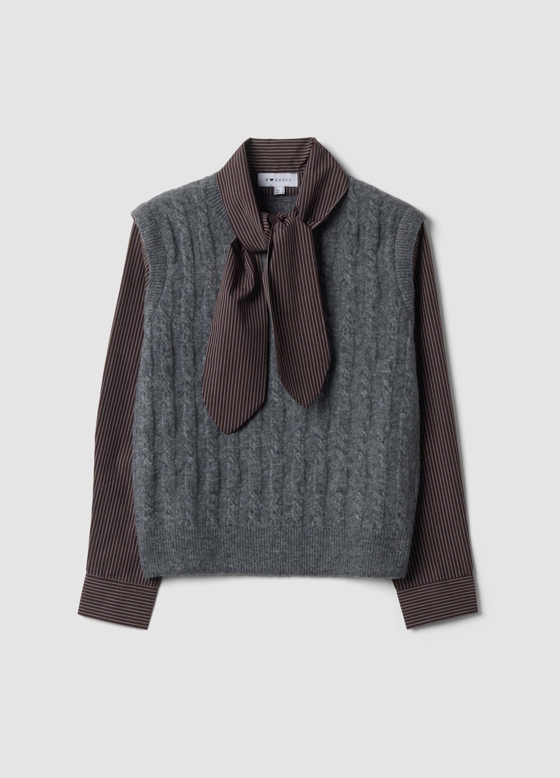 B.ANGEL, Felpa Grigia In Tessuto Elasticizzato Con Girocollo, Donna, Grigio, Taglia: XS