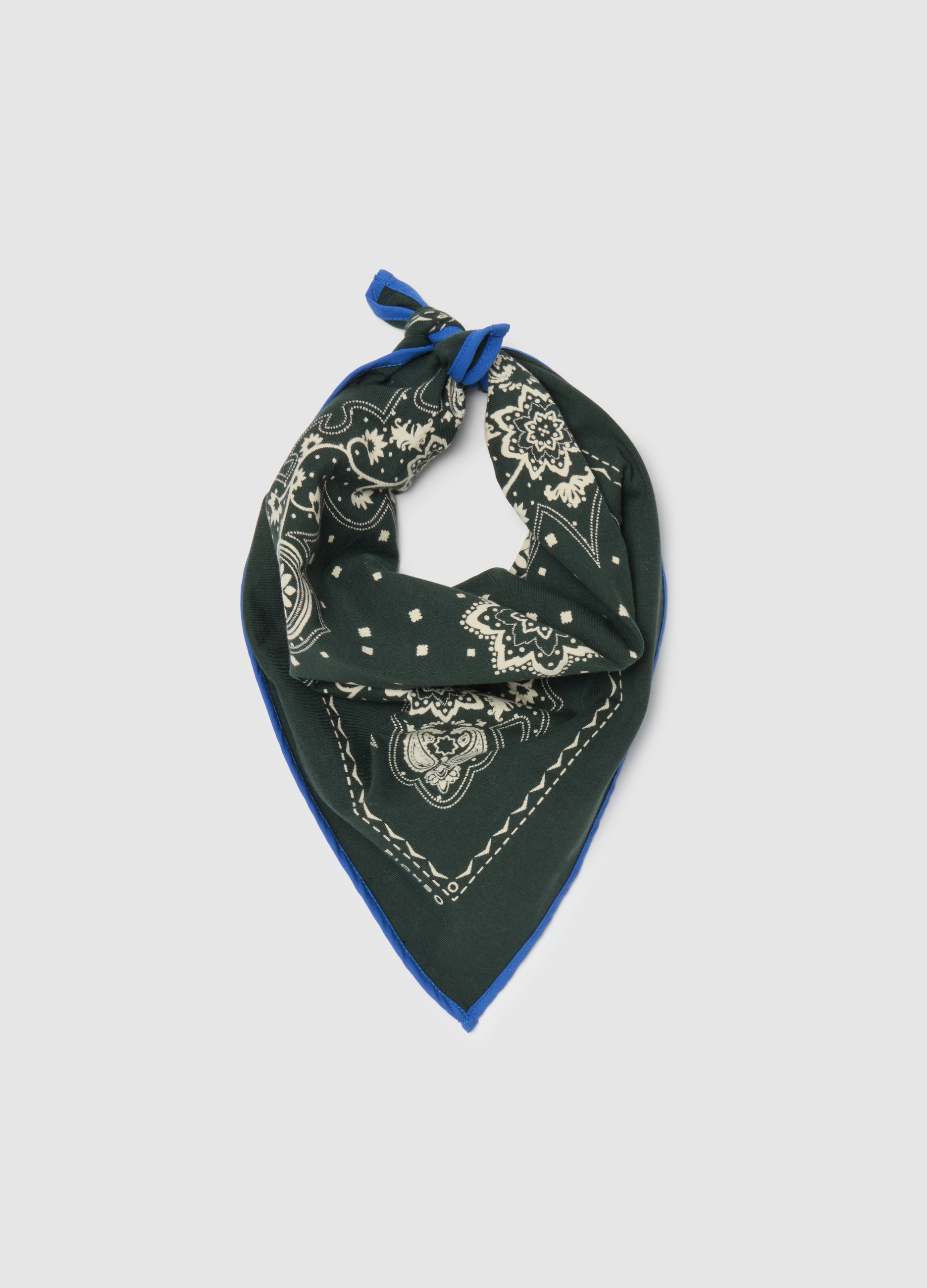 Bandana Con Stampa Paisley In Cotone Verde, Hombre, Green/Blue, Talla: FASUL