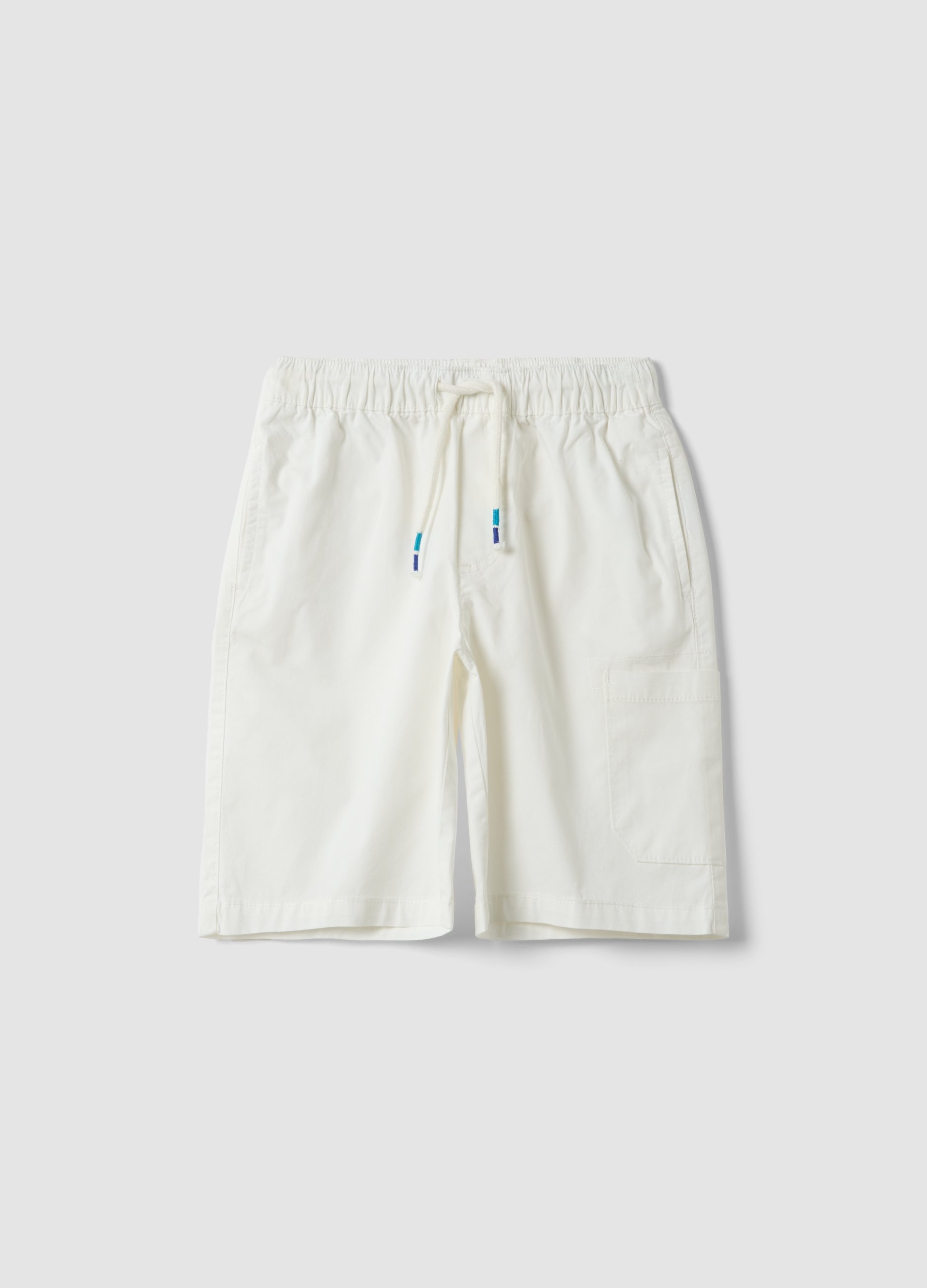 OVS KIDS, Shorts Bianchi In Cotone Elasticizzato Con Vita Elasticizzata, Niño, Blanco/beige, Talla: 4-5